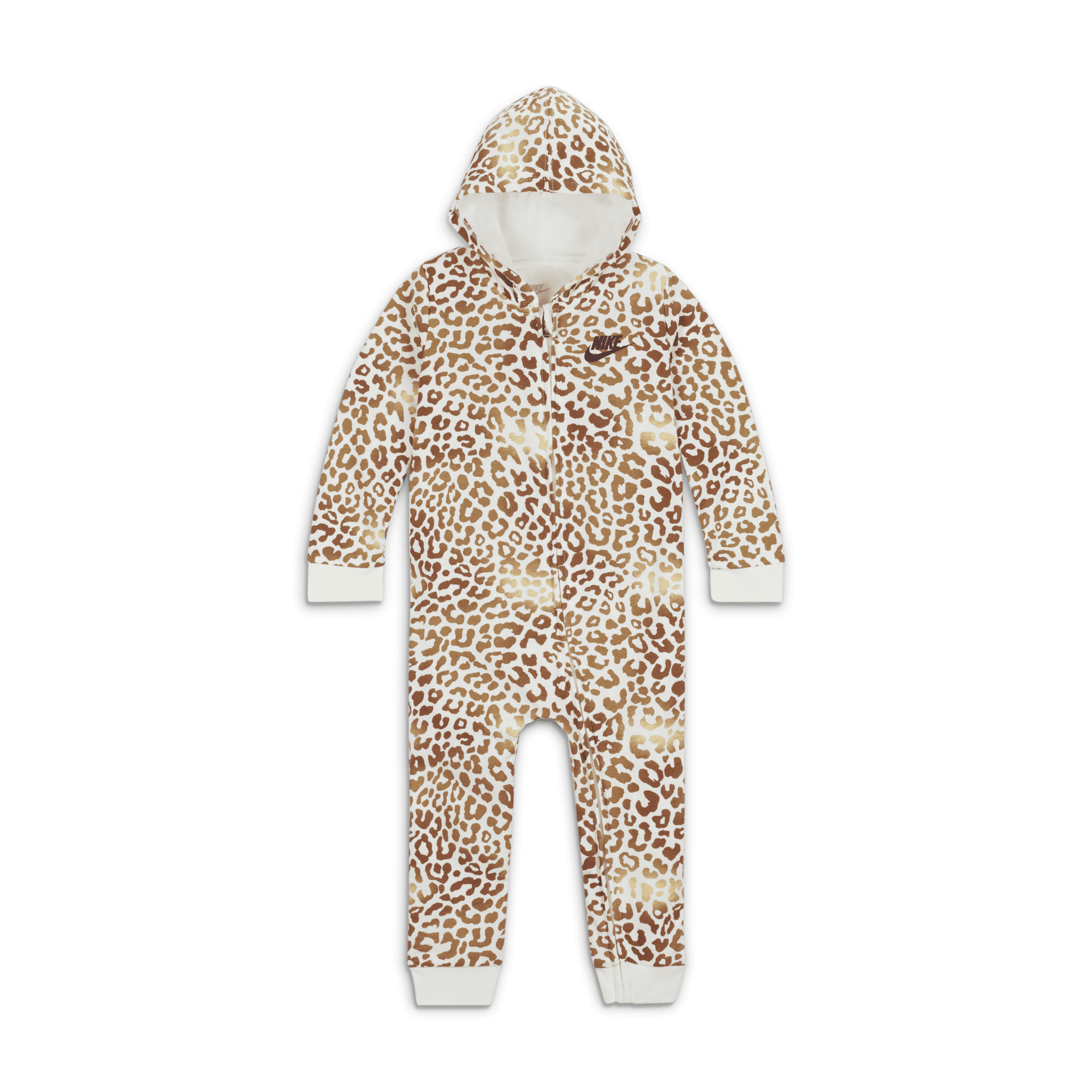 Nike Hooded Printed Coverall-heldragt med fødder til babyer (12-24 M) - brun