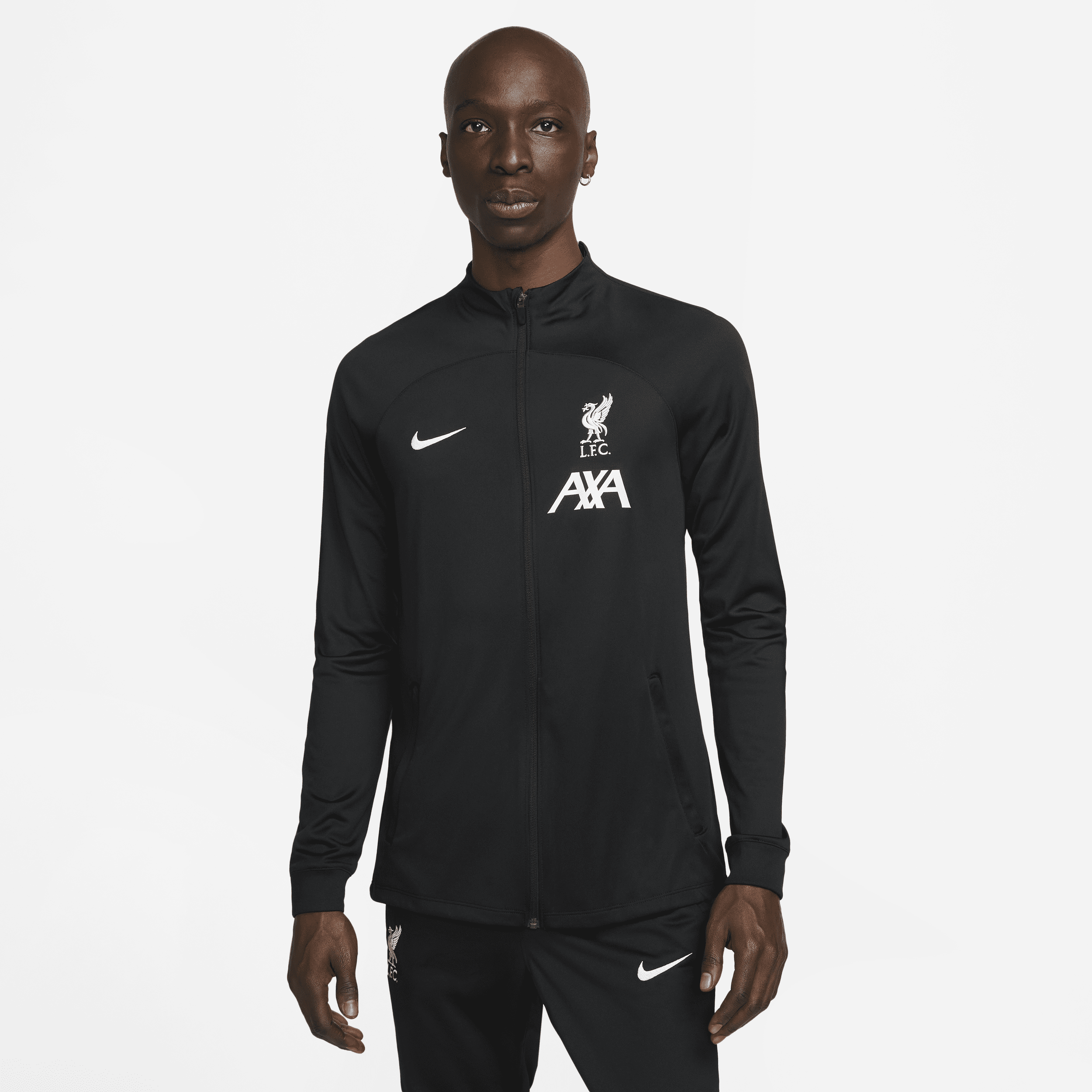 Liverpool FC Strike Nike Dri-FIT knit voetbaltrainingsjack voor heren - Zwart