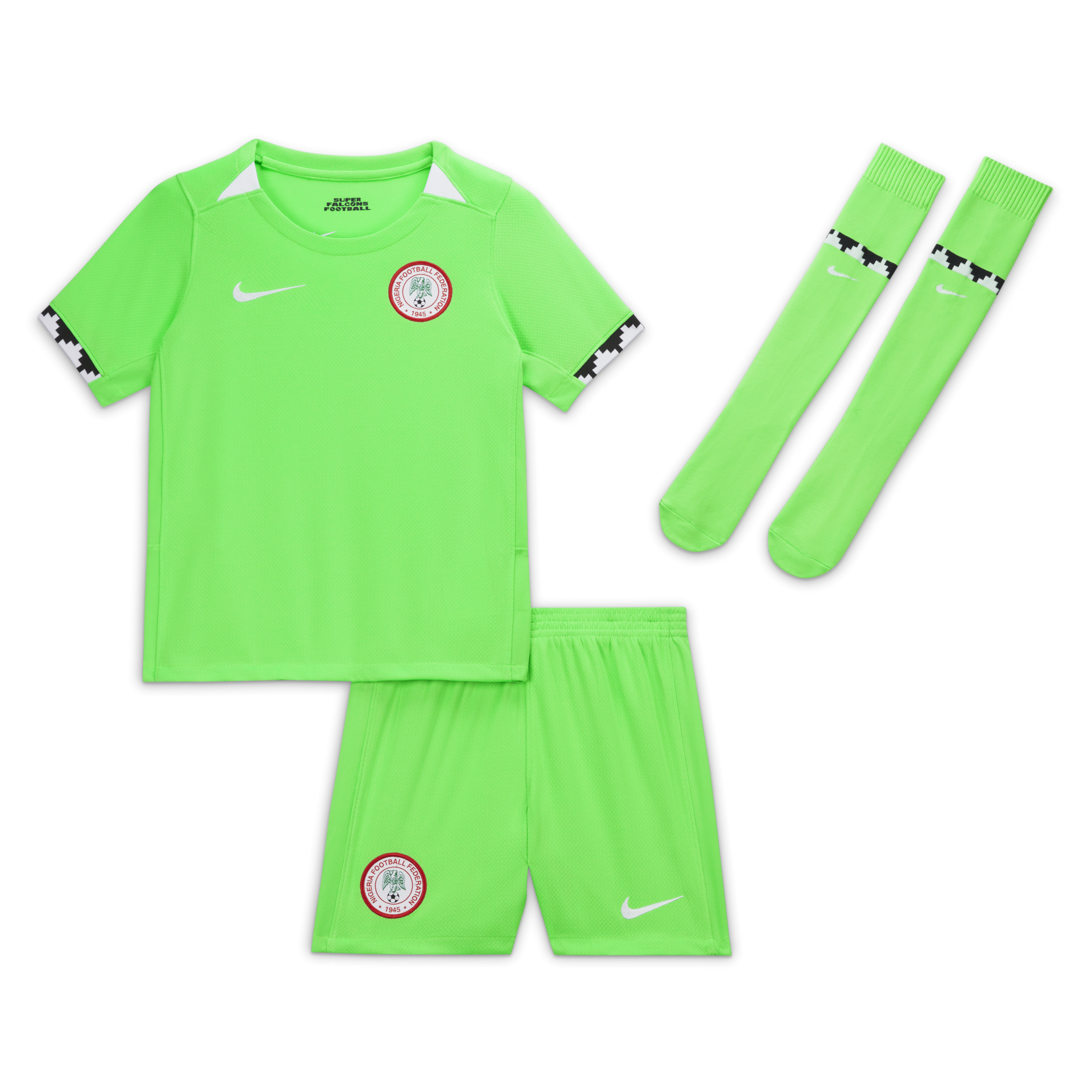 Primera equipación Nigeria 2023 Equipación de tres piezas Nike Dri-FIT - Niño/a pequeño/a - Verde