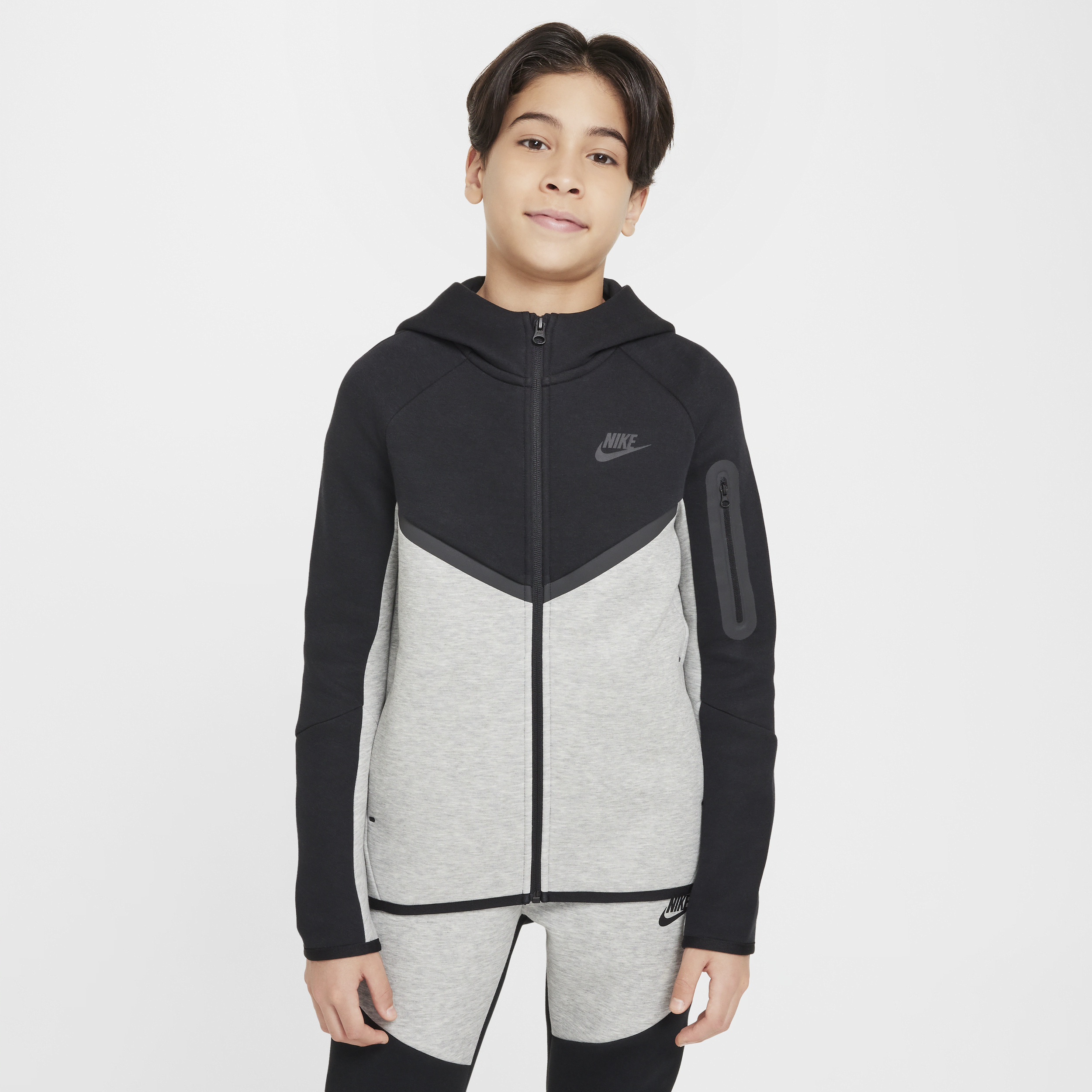 Felpa con cappuccio e zip a tutta lunghezza Nike Tech Fleece - Ragazzo/a - Grigio