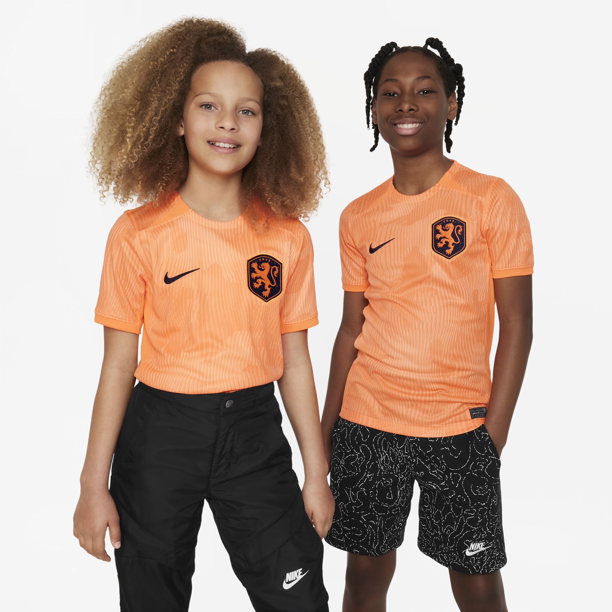 Holland 2023 Stadium Home Nike Dri-FIT-fodboldtrøje til større børn - Orange