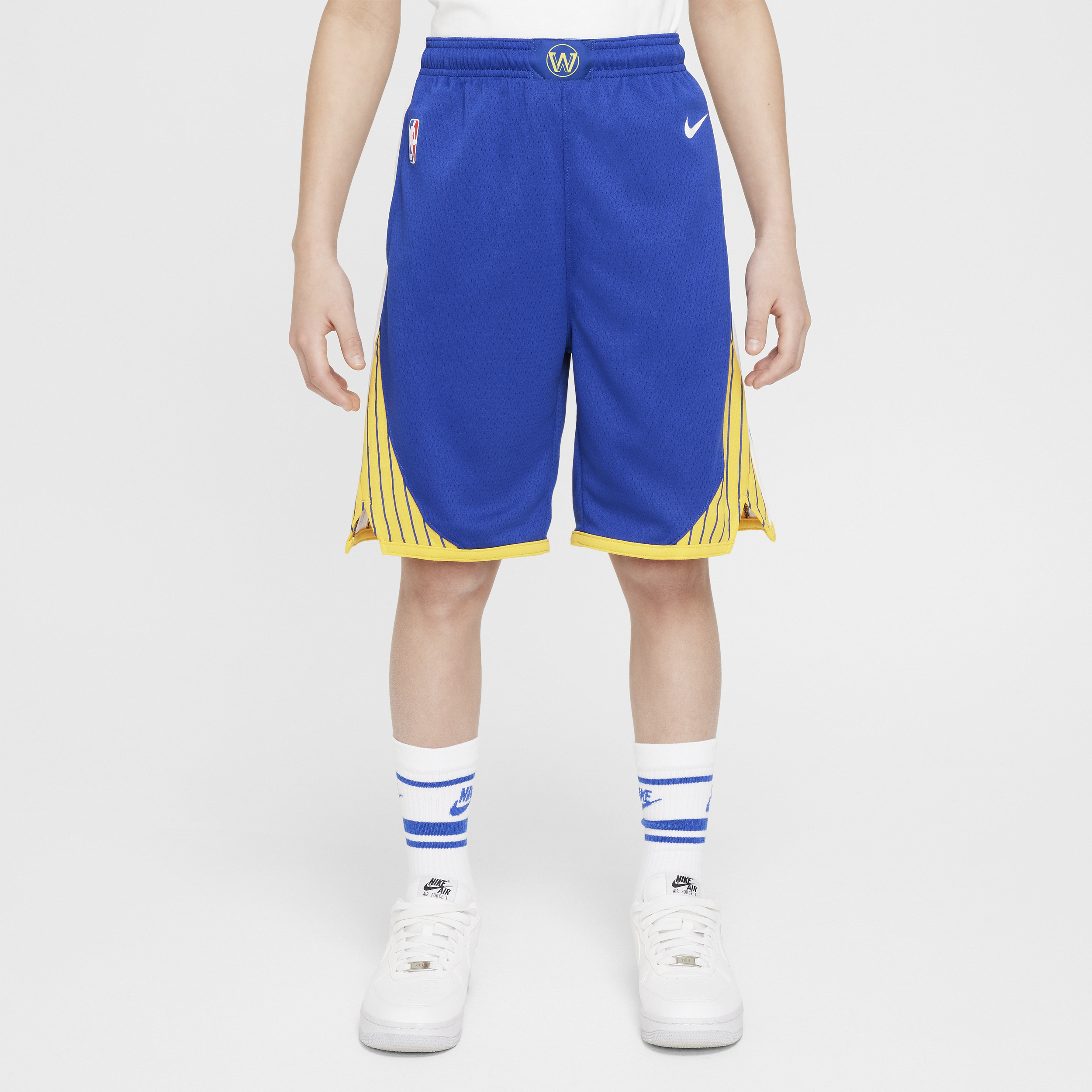 Golden State Warriors 2023/24 Icon Edition Nike NBA Swingman-shorts til større børn (drenge) - blå