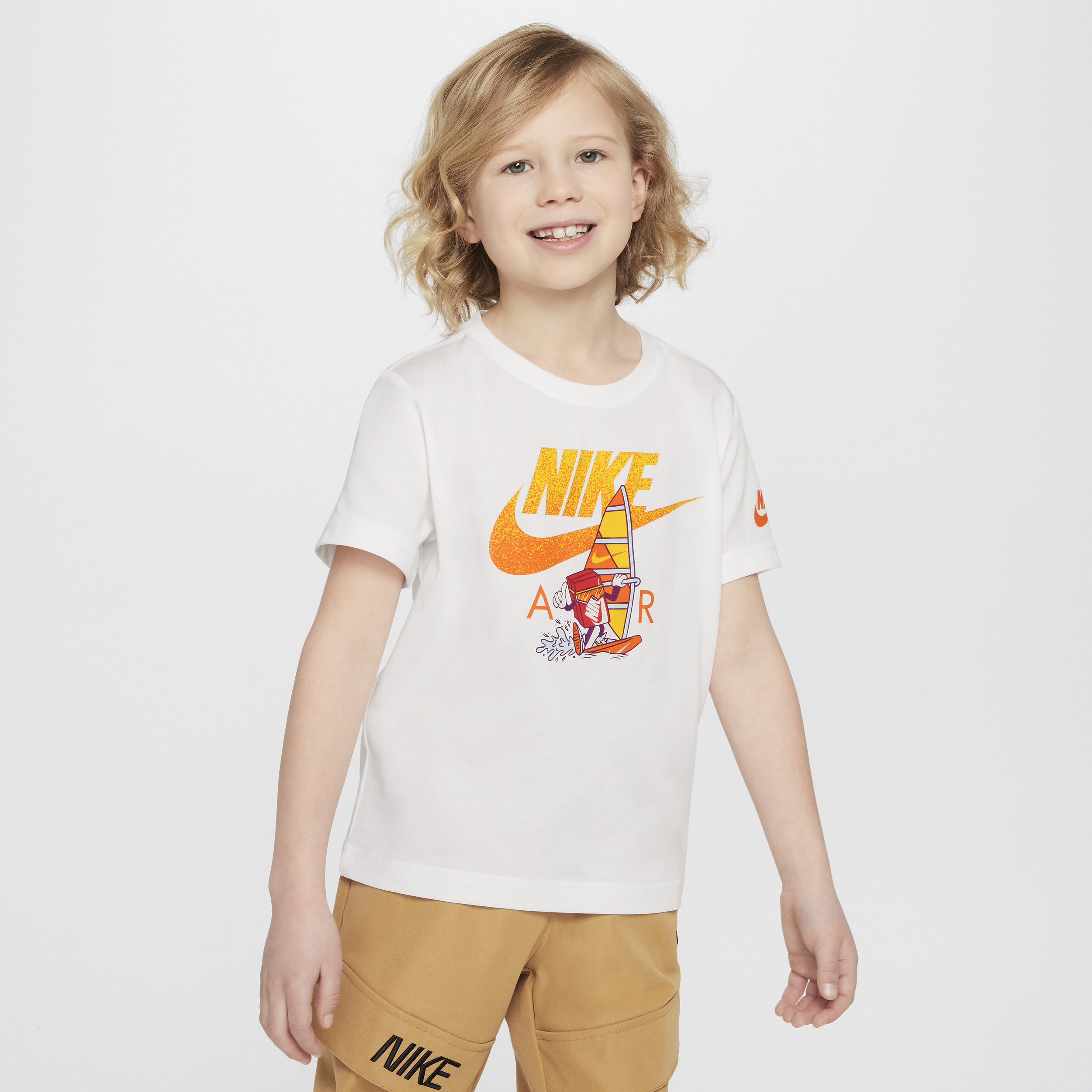 Firkantet Nike Air Windsurfing-T-shirt til mindre børn - hvid