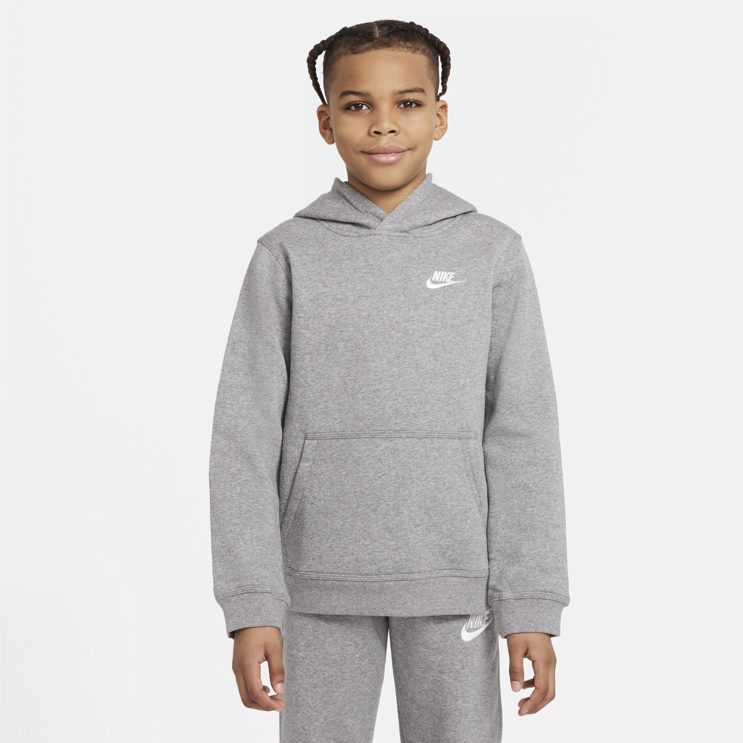 Nike Sportswear Club-pullover-hættetrøje til større børn - grå