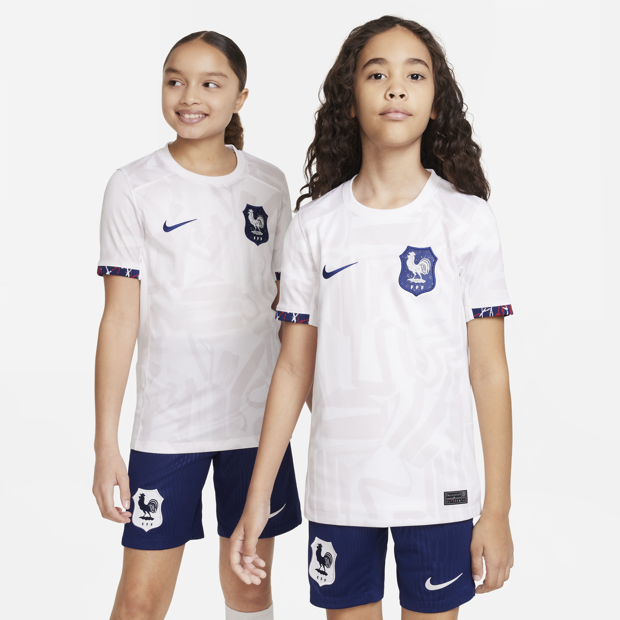 FFF 2023 Stadium Away Nike Dri-FIT-fodboldtrøje til større børn - hvid