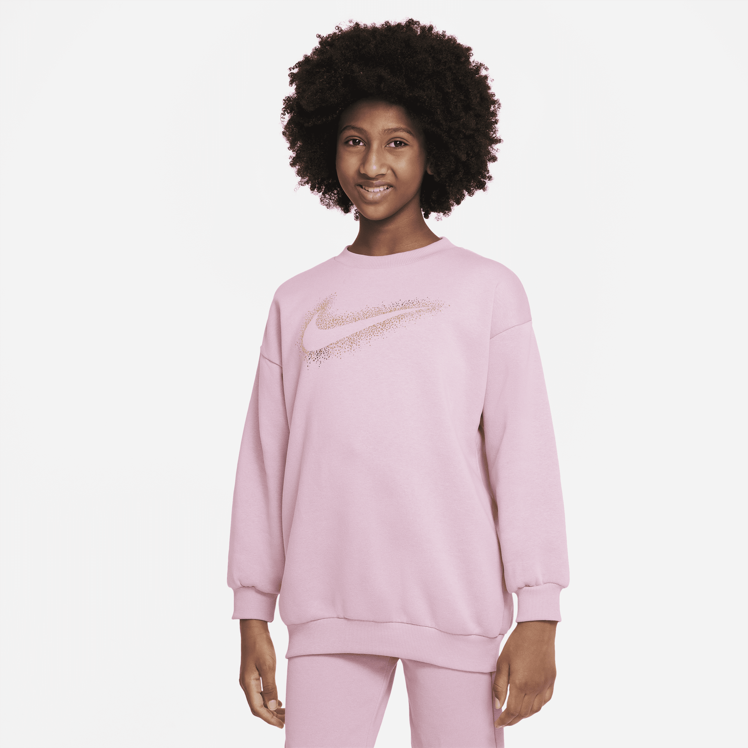Nike Sportswear Icon Fleece-sweatshirt til større børn (piger) - Pink