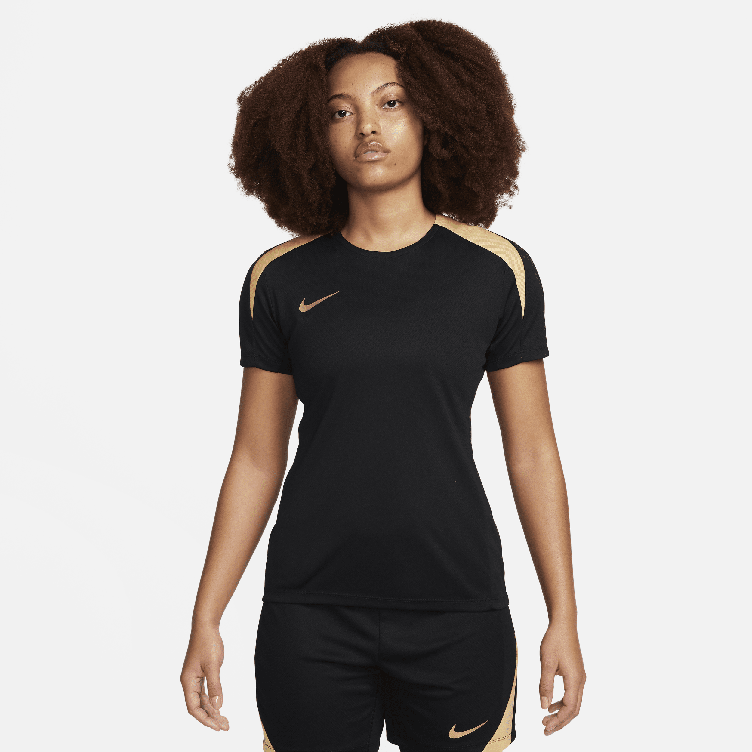 Nike Strike voetbaltop met Dri-FIT en korte mouwen voor dames - Zwart