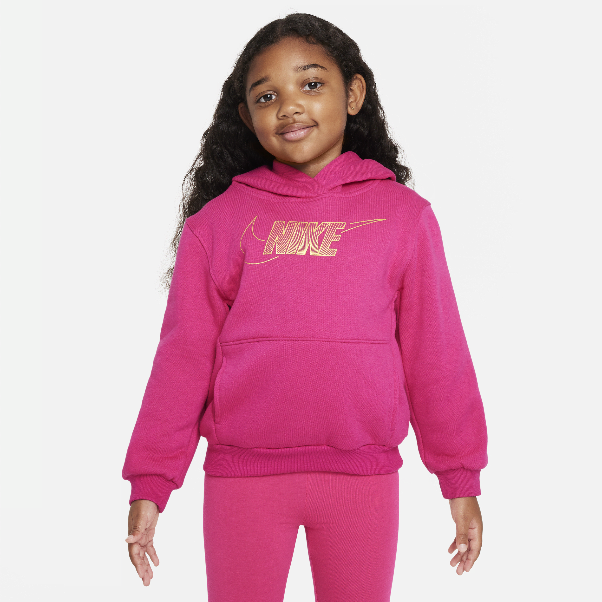 Nike Sportswear Club Fleece Holiday Shine-hættetrøje til mindre børn - Pink