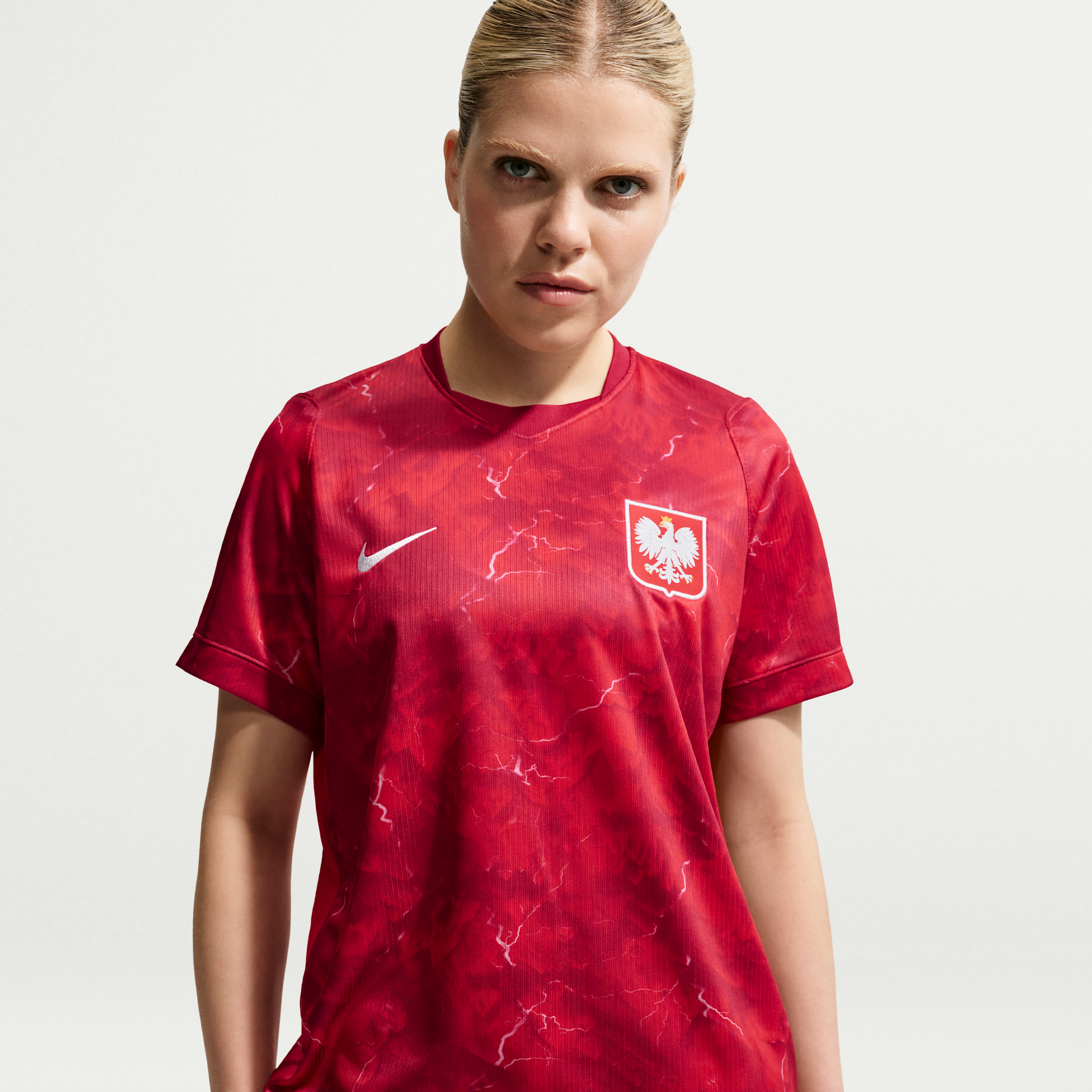 Haut de foot Replica Nike Dri-FIT Pologne 2026 Stadium Extérieur pour femme - Rouge