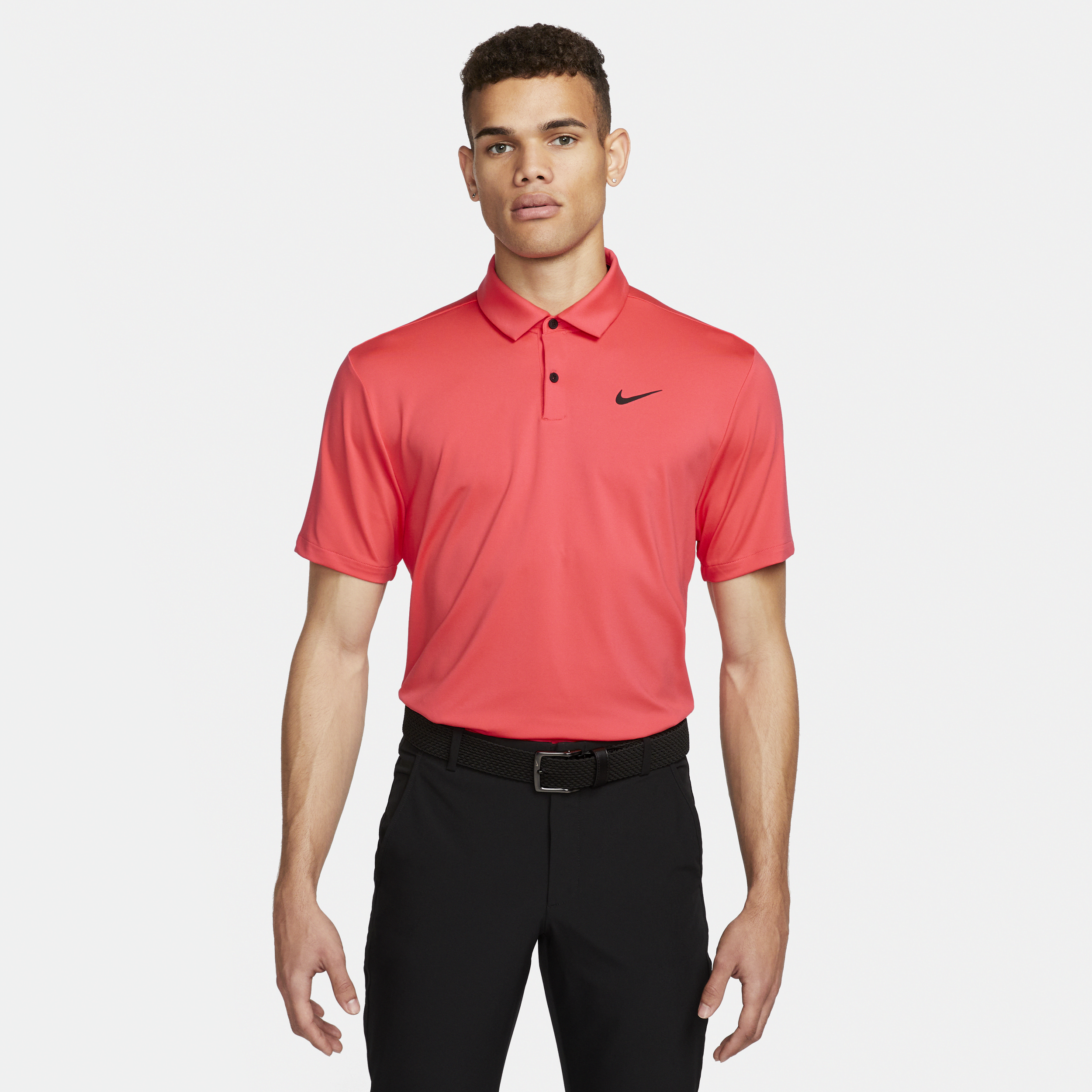 Ensfarvet Nike Dri-FIT Tour-golfpolo til mænd - rød