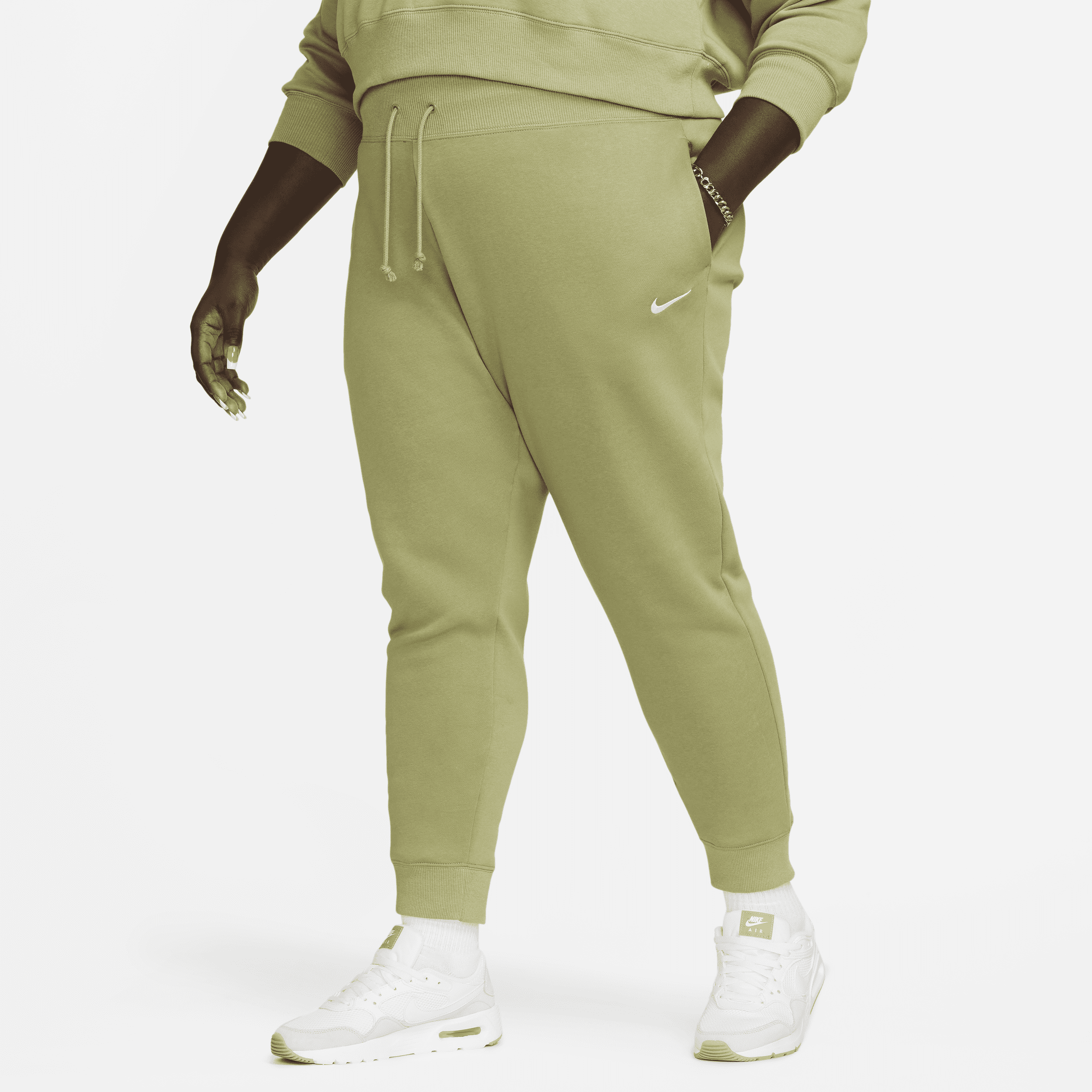 Nike Sportswear Phoenix Fleece-joggers med høj talje til kvinder (plus size) - grøn