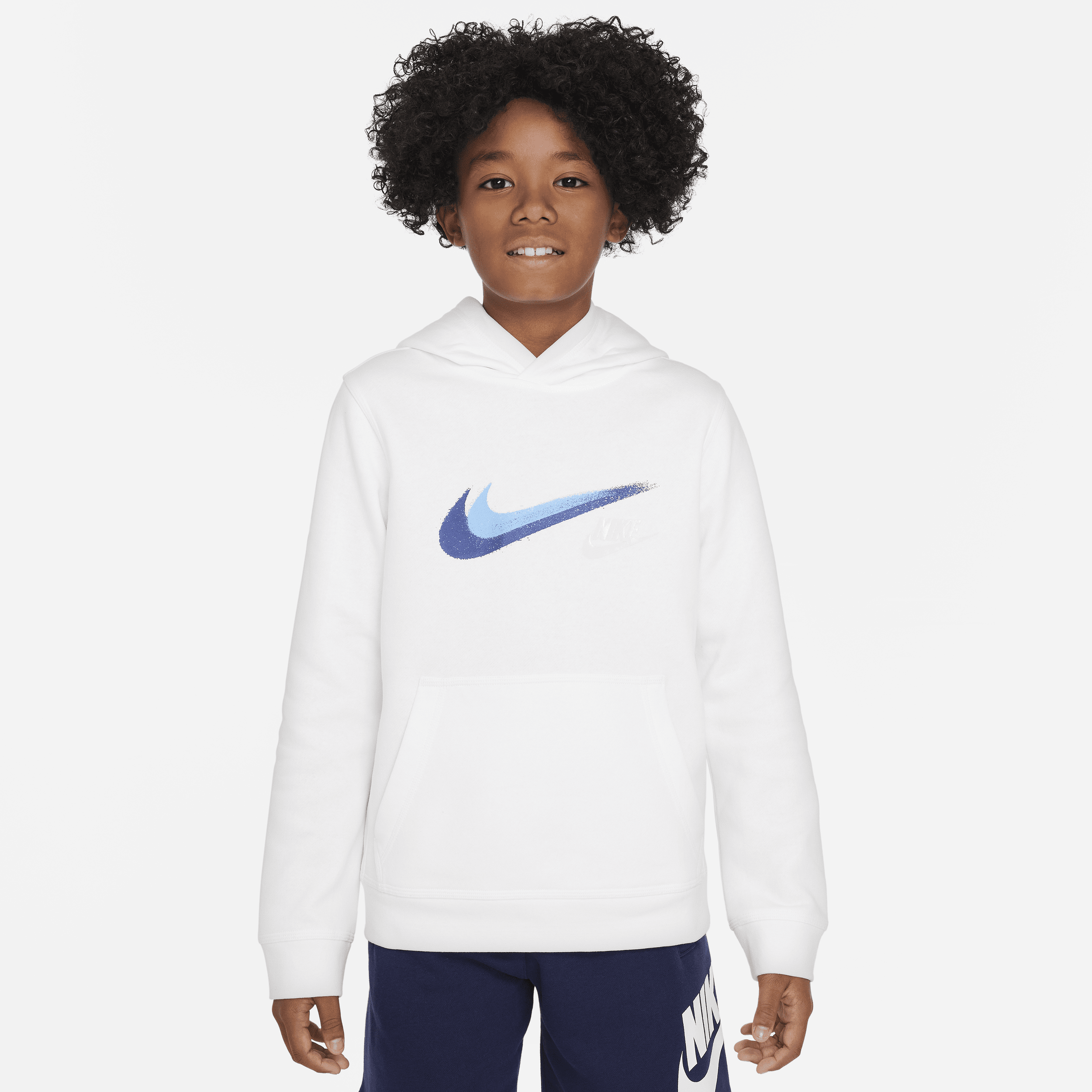 Felpa pullover in fleece con cappuccio e grafica Nike Sportswear – Ragazzo - Bianco