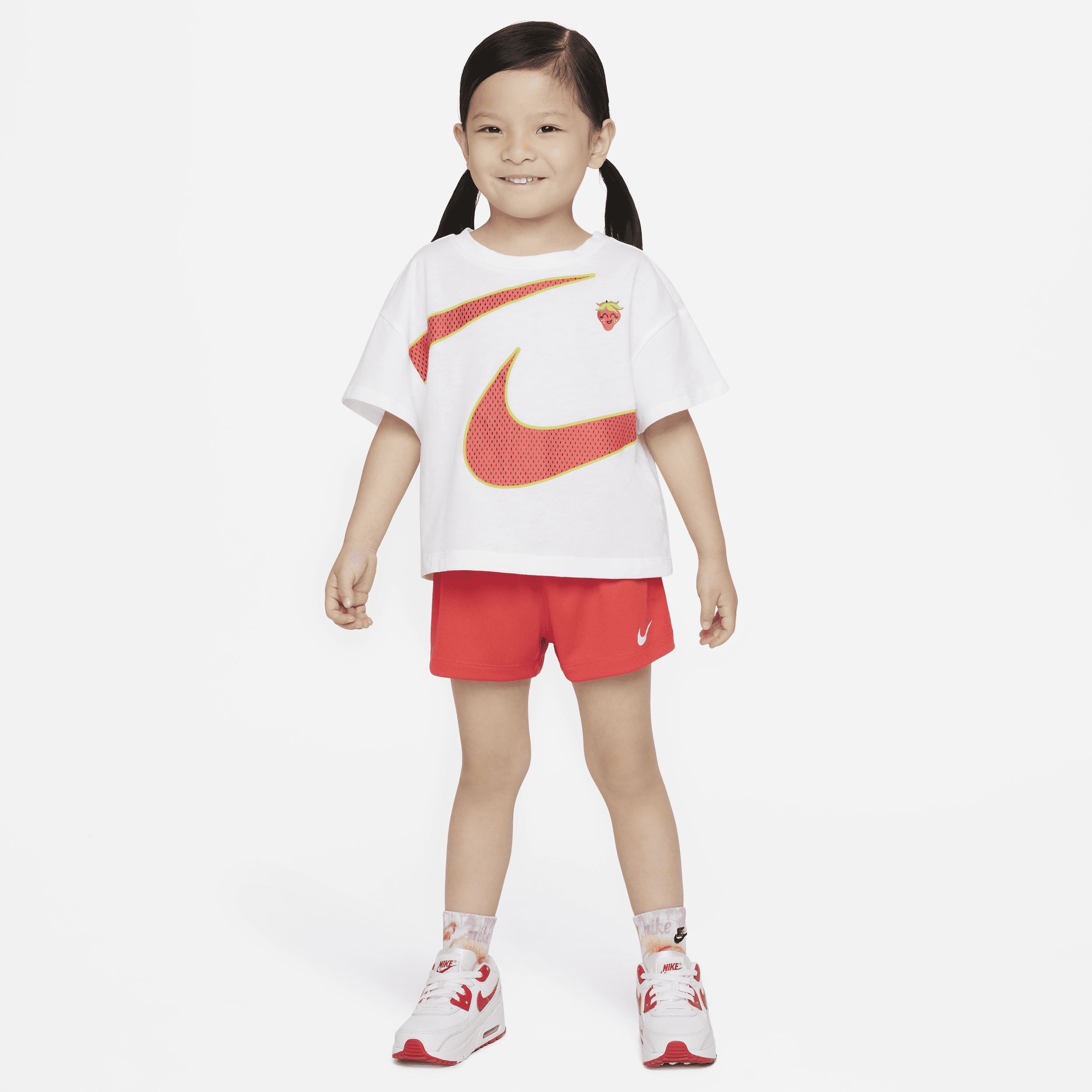 Nike-T-shirt- og shortssæt til småbørn - rød