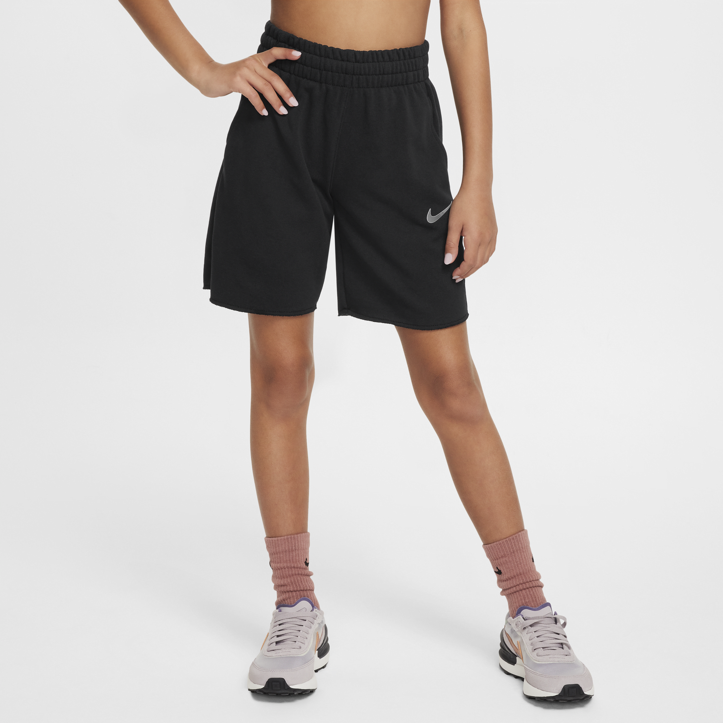 Nike Sportswear Dri-FIT-fleeceshorts til større børn (piger) - sort