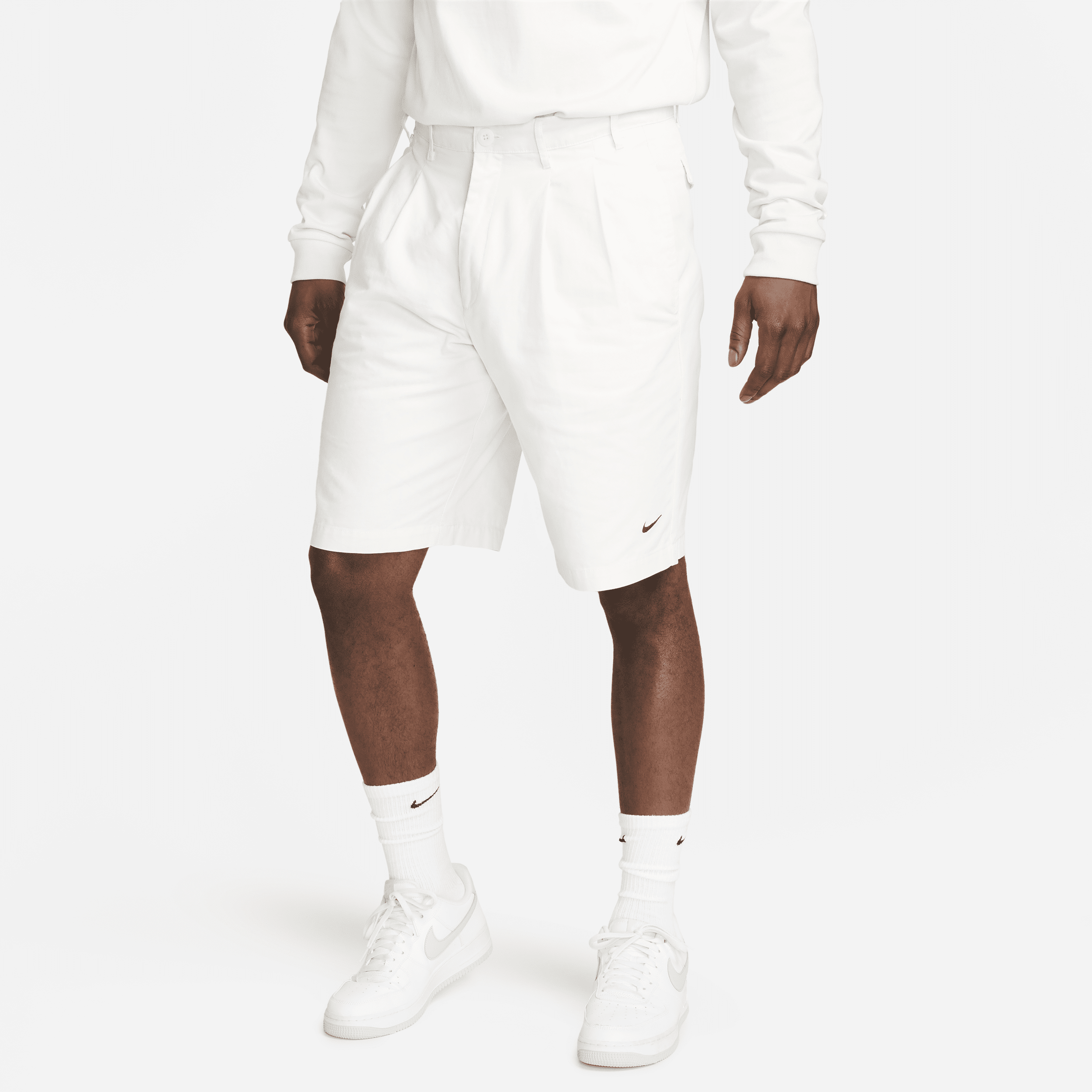 Plisserede Nike Life-chinoshorts til mænd - grå