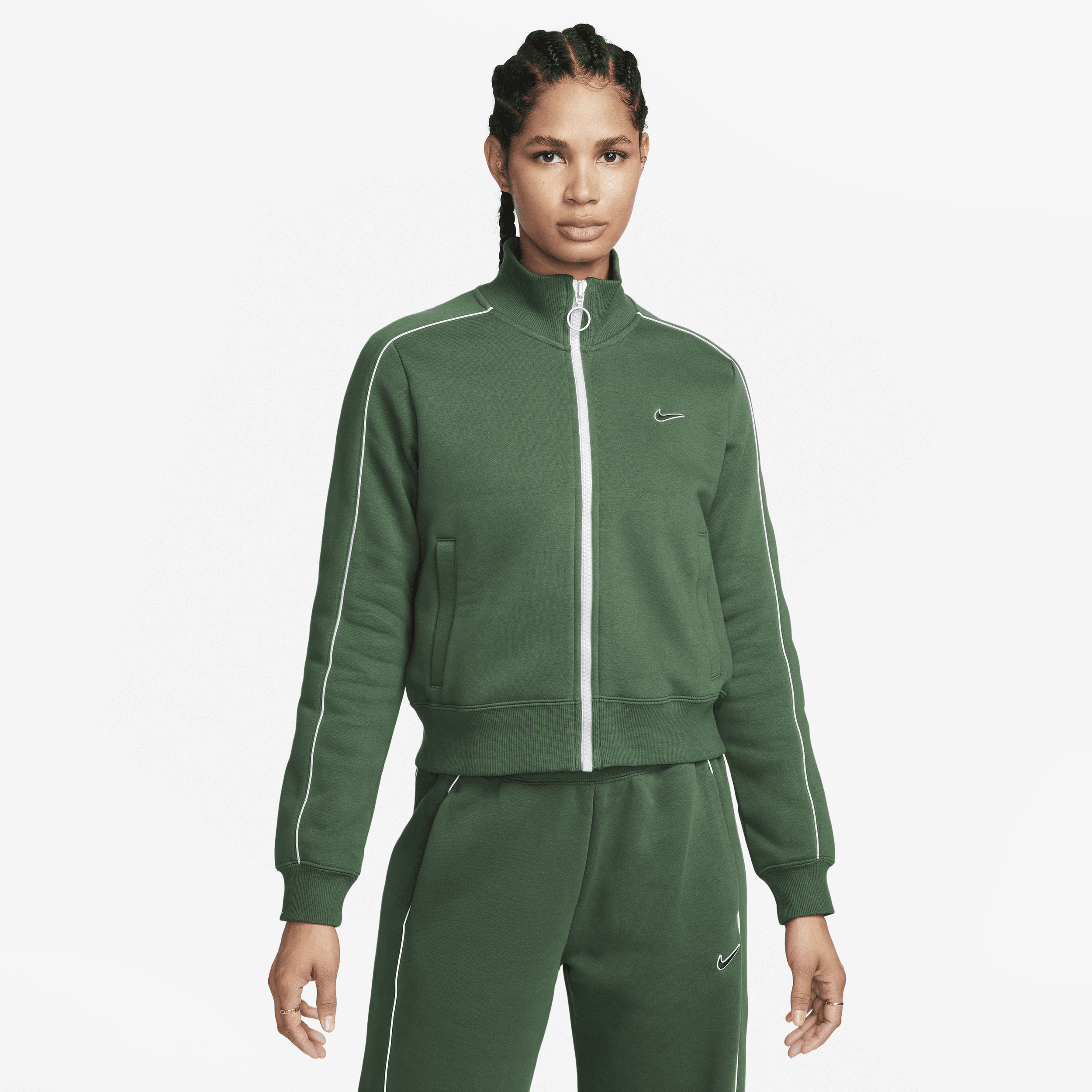 Nike Sportswear-træningstop i fleece til kvinder - grøn
