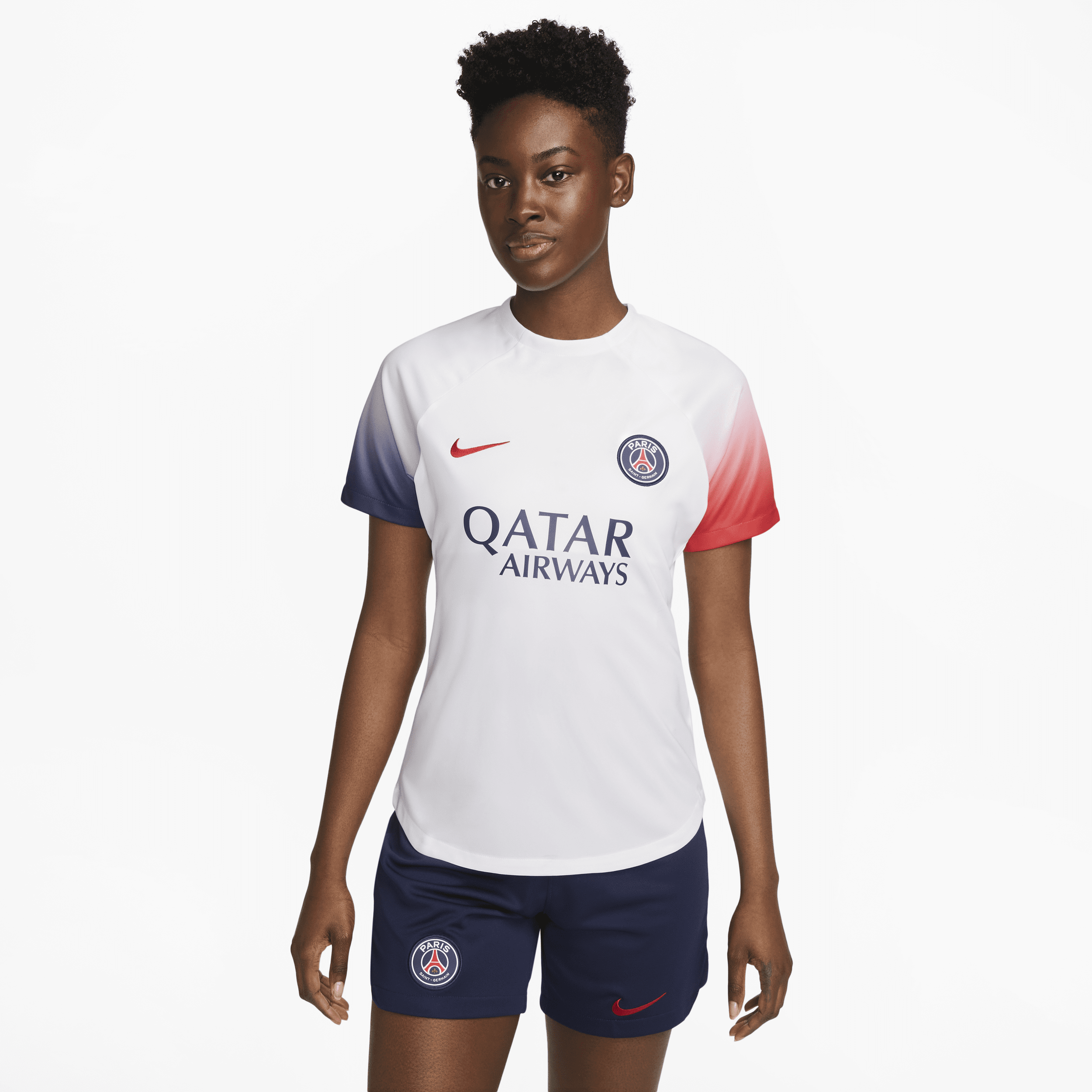Paris Saint-Germain Academy Pro-Nike Dri-FIT Pre-Match-fodboldtrøje til kvinder - hvid