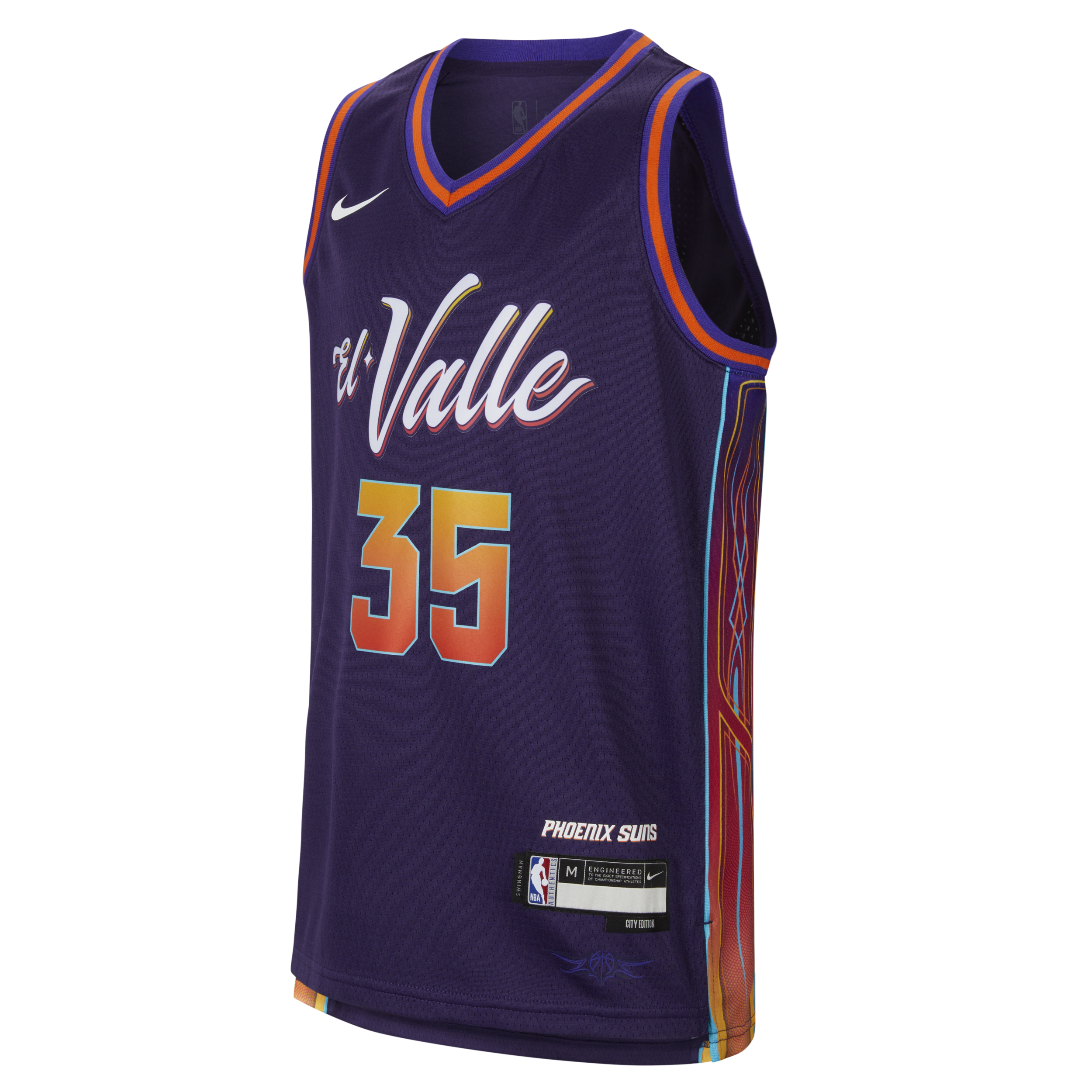 Kevin Durant Phoenix Suns 2023/24 City Edition Nike Dri-FIT NBA Swingman-trøje til større børn - lilla