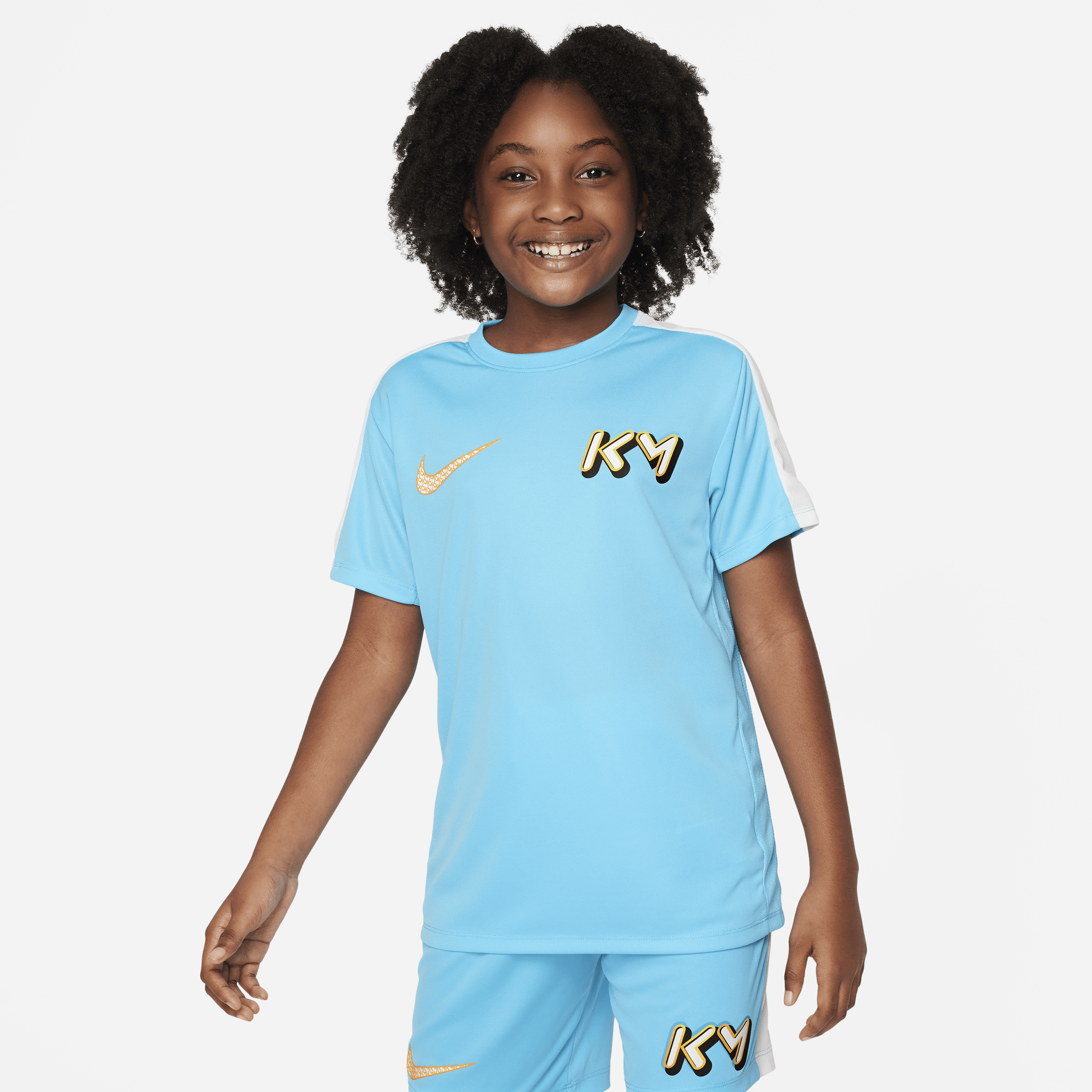 Nike KM Dri-FIT-fodboldtrøje til større børn - blå