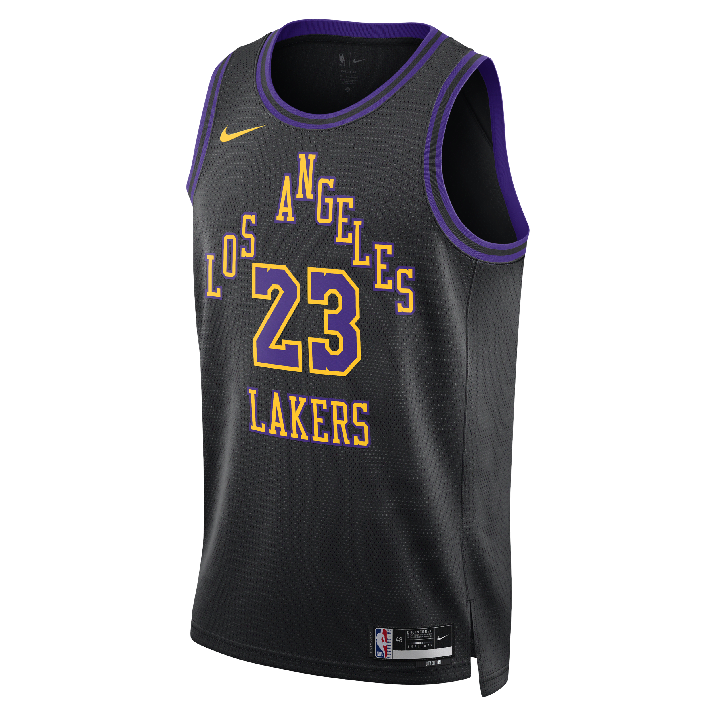 LeBron James Los Angeles Lakers City Edition 2023/24 Nike Dri-FIT Swingman NBA-jersey voor heren - Zwart
