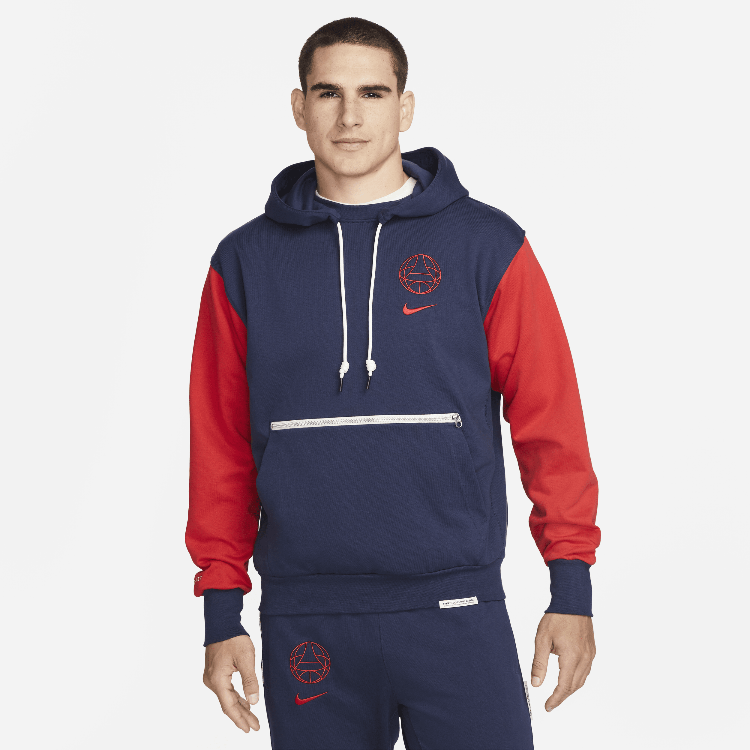 Paris Saint-Germain Standard Issue-Nike-pullover-fodboldhættetrøje til mænd - blå