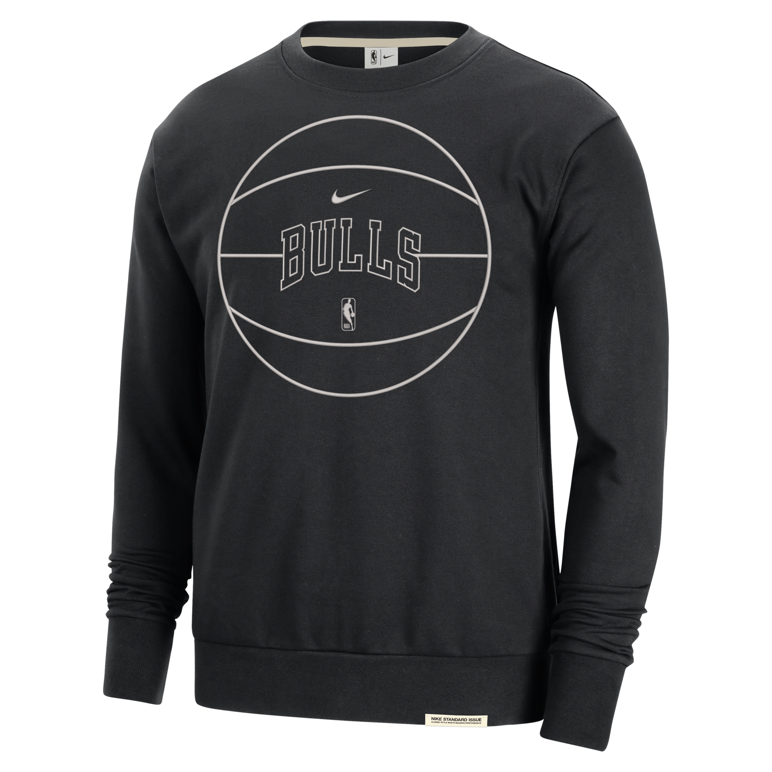 Chicago Bulls Standard Issue Nike Dri-FIT NBA-sweatshirt til mænd - sort