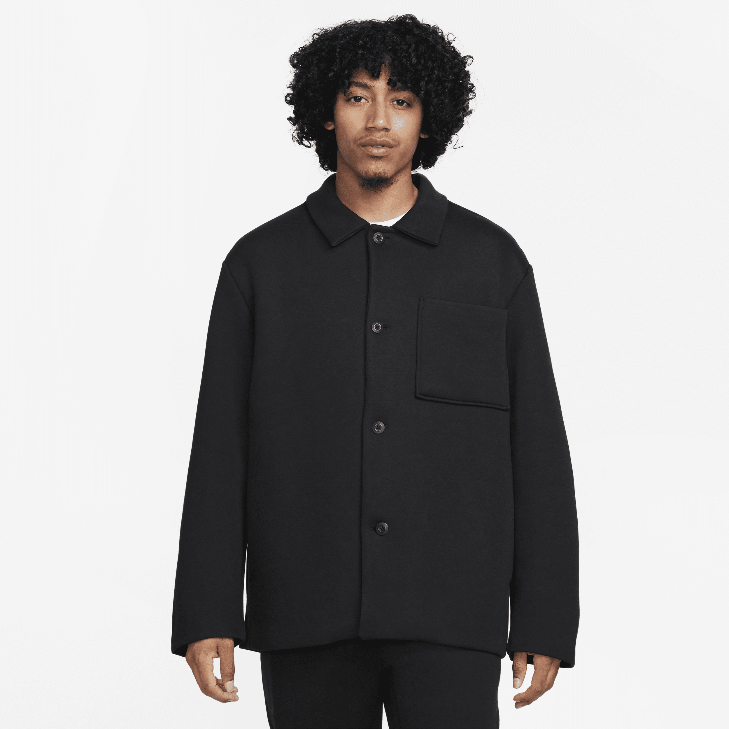 Overdimensioneret Nike Sportswear Tech Fleece Reimagined Shacket til mænd - sort