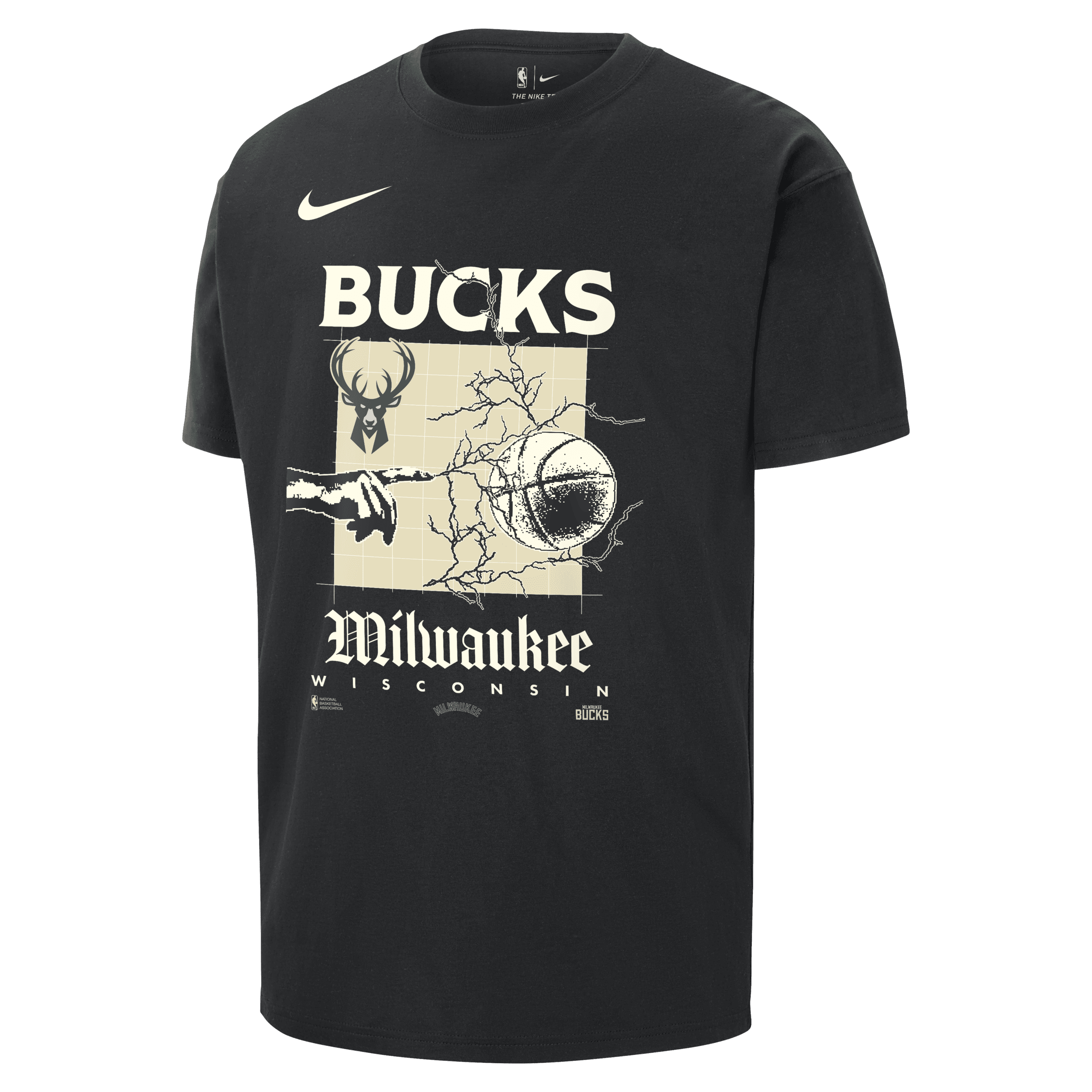 Milwaukee Bucks Courtside Nike NBA Max90-T-shirt til mænd - sort