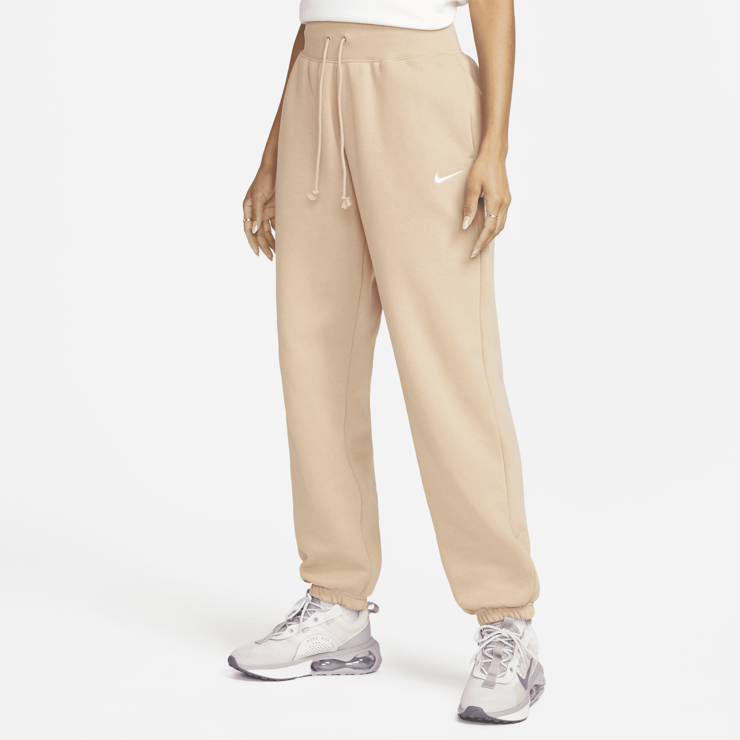 Overdimensionerede Nike Sportswear Phoenix Fleece-sweatpants med høj talje til kvinder - brun