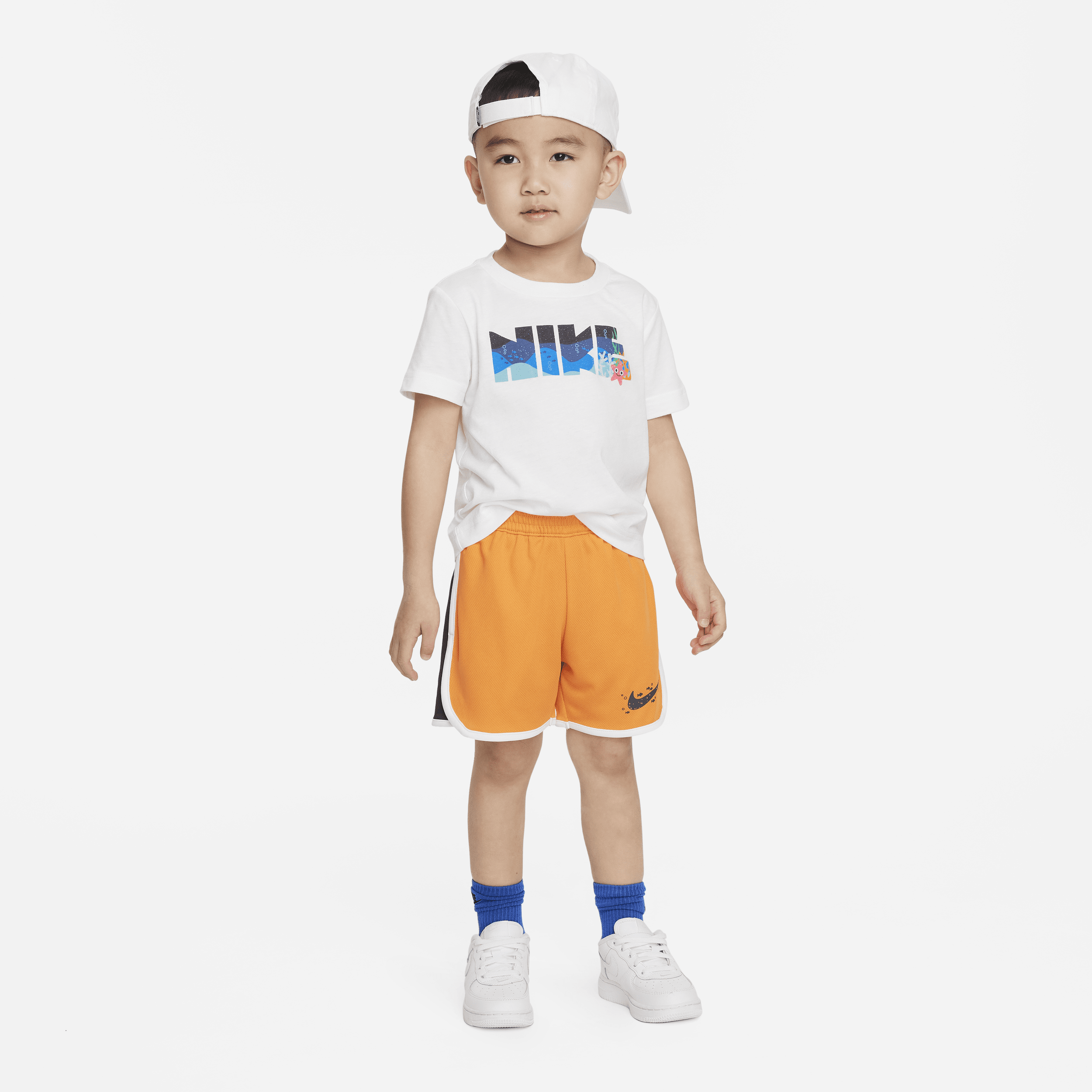 Nike Sportswear Coral Reef-sæt med meshshorts til småbørn - Orange