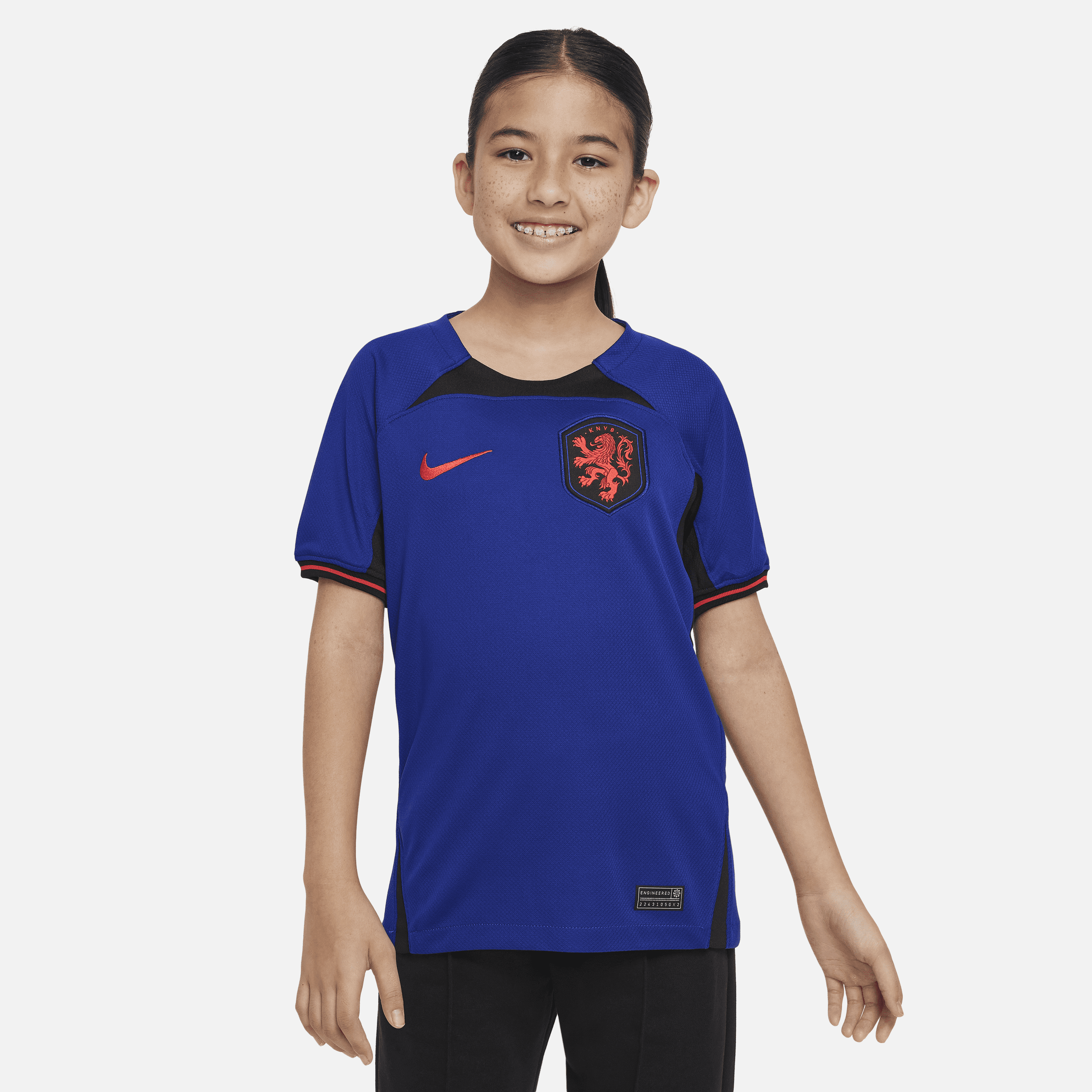 Nederland 2022/23 Stadium Uit Nike Dri-FIT voetbalshirt voor kids - Blauw