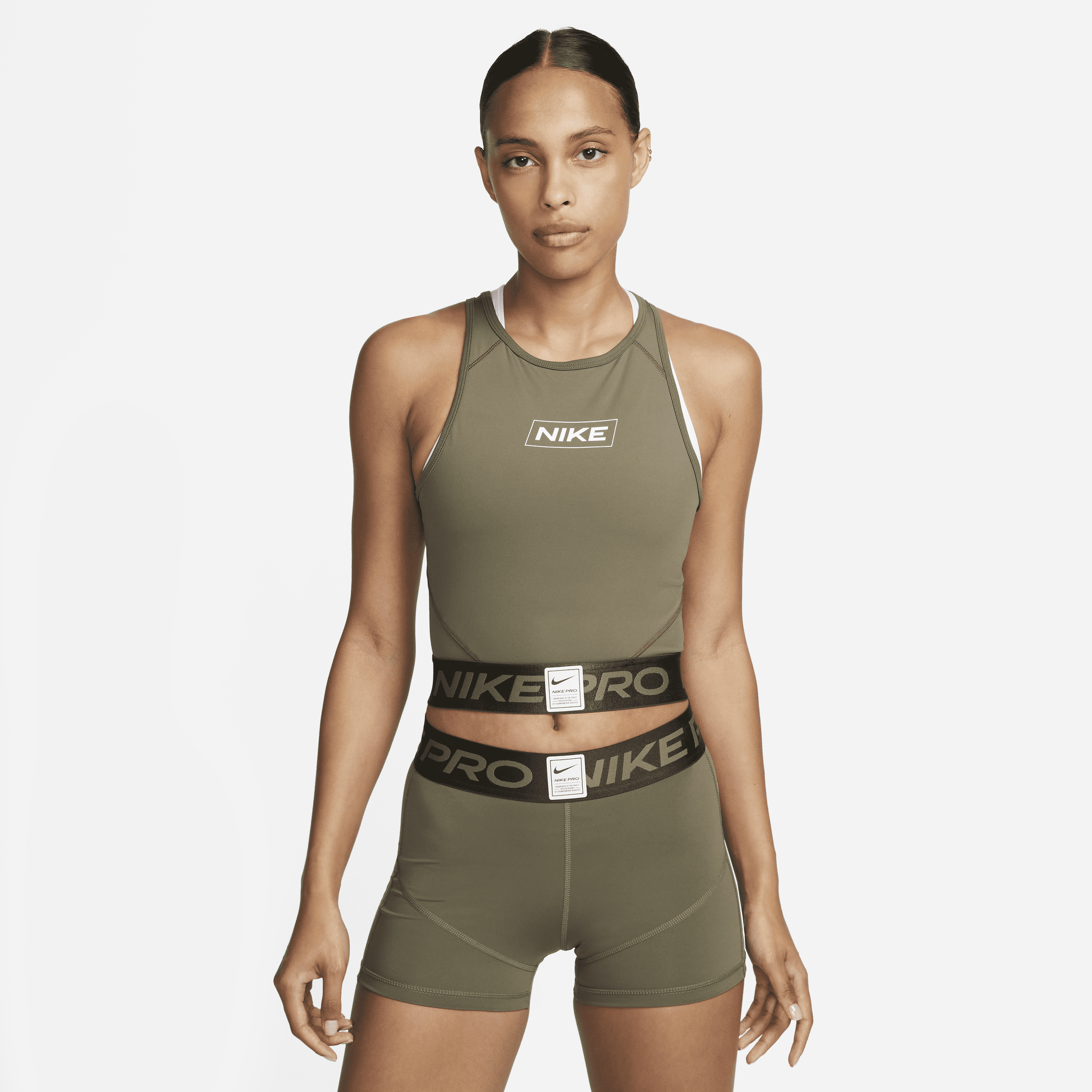 Nike Pro Dri-FIT-crop tanktop med grafik til kvinder - grøn