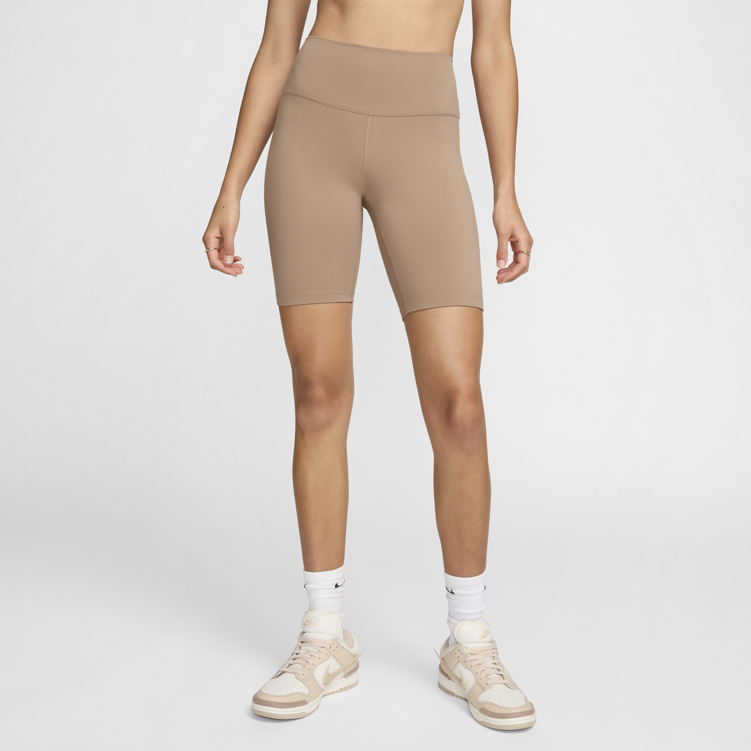 Nike One Mallas cortas de 20 cm y talle alto - Mujer - Marrón