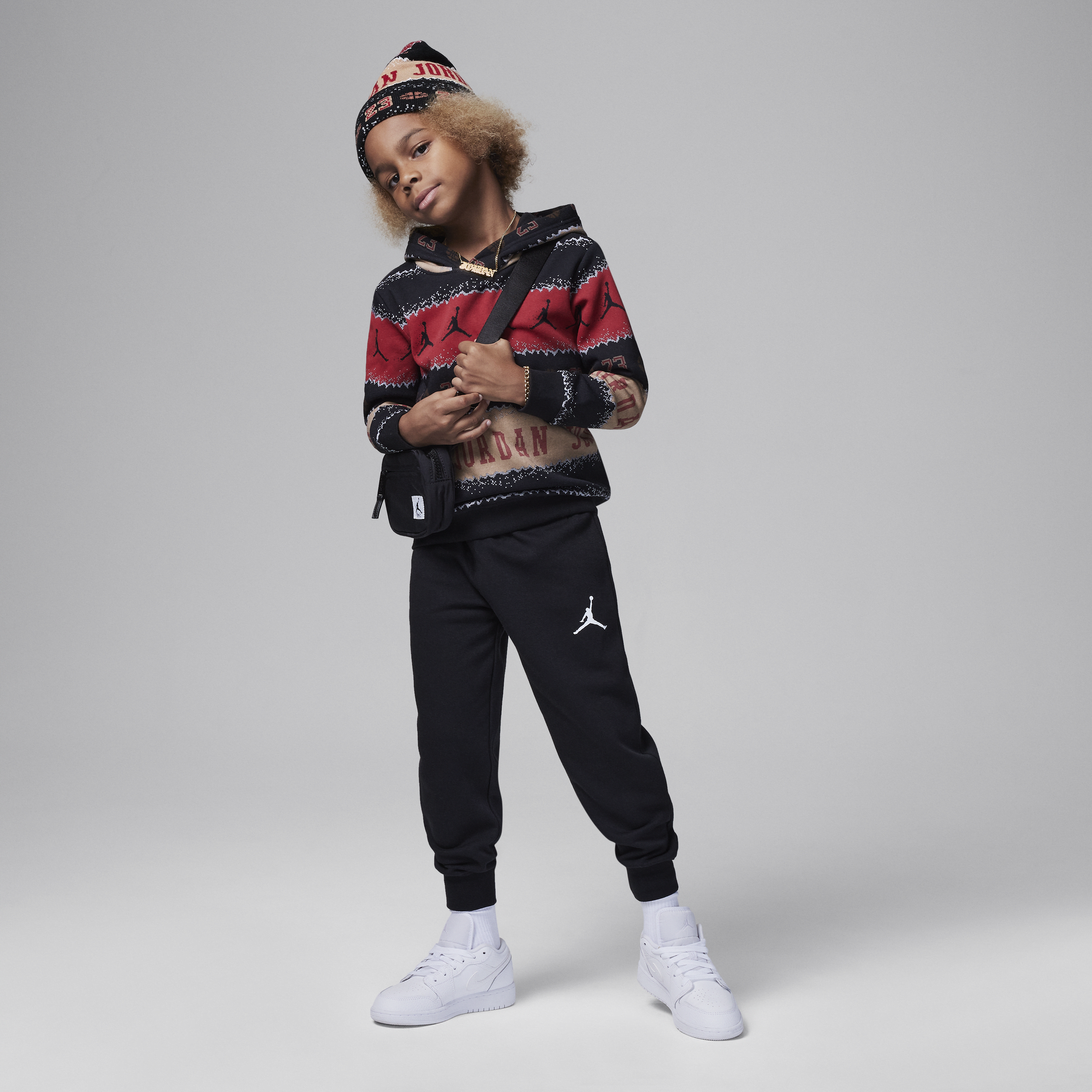 Jordan MJ Holiday tweedelige hoodieset voor kleuters - Zwart