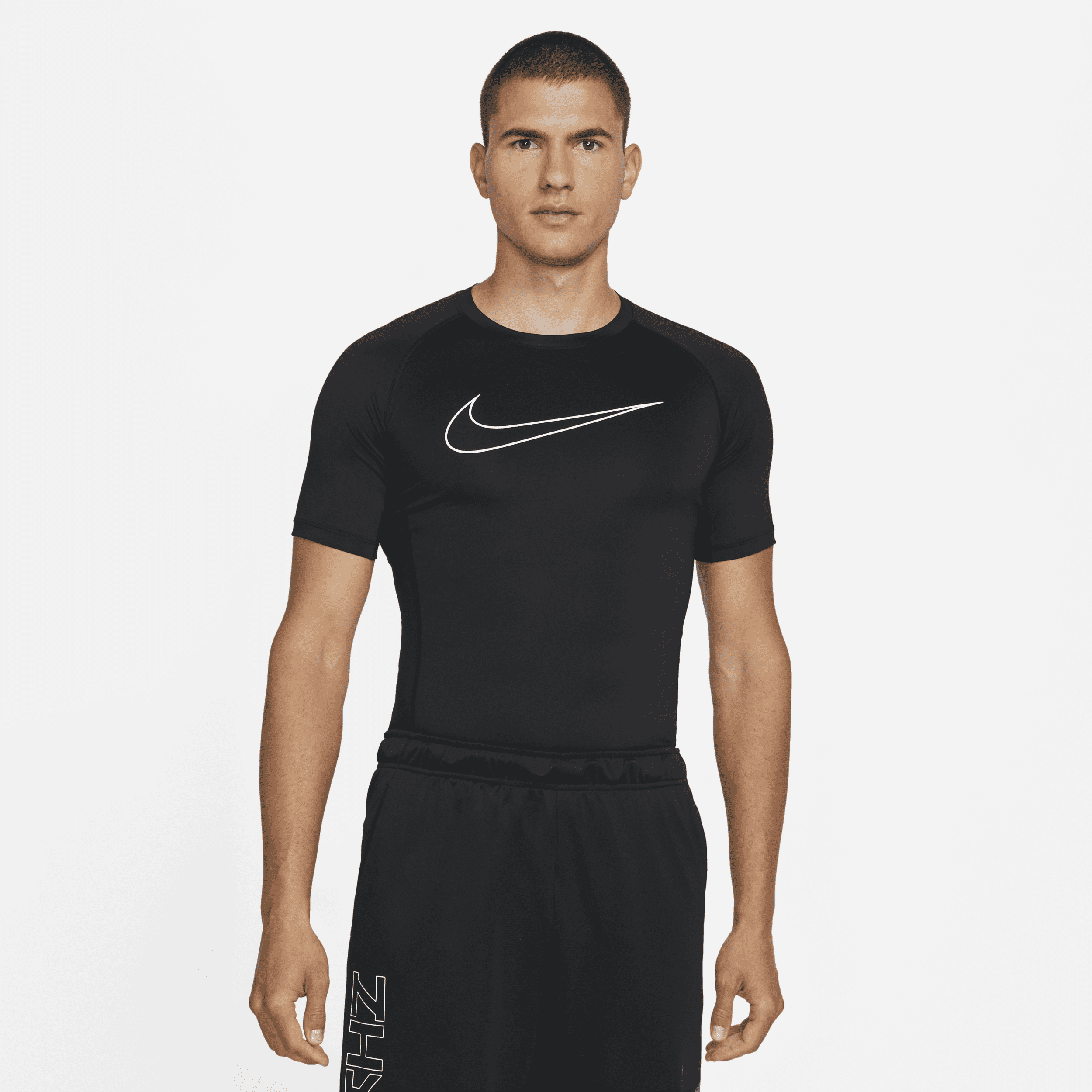Kortærmet Nike Pro Dri-FIT-overdel med tætsiddende pasform til mænd - sort