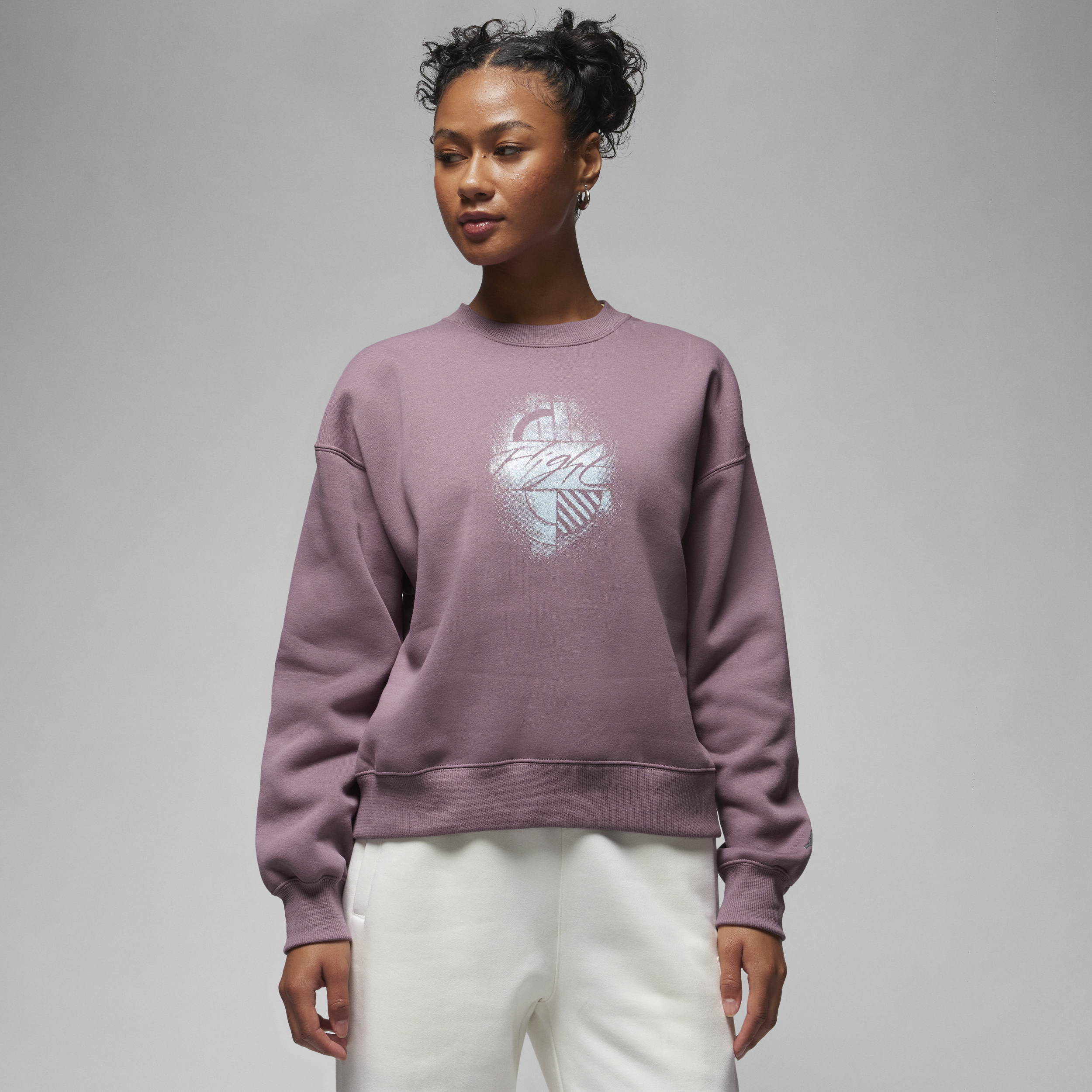 Jordan Brooklyn Fleece-sweatshirt med grafik og rund hals til kvinder - lilla