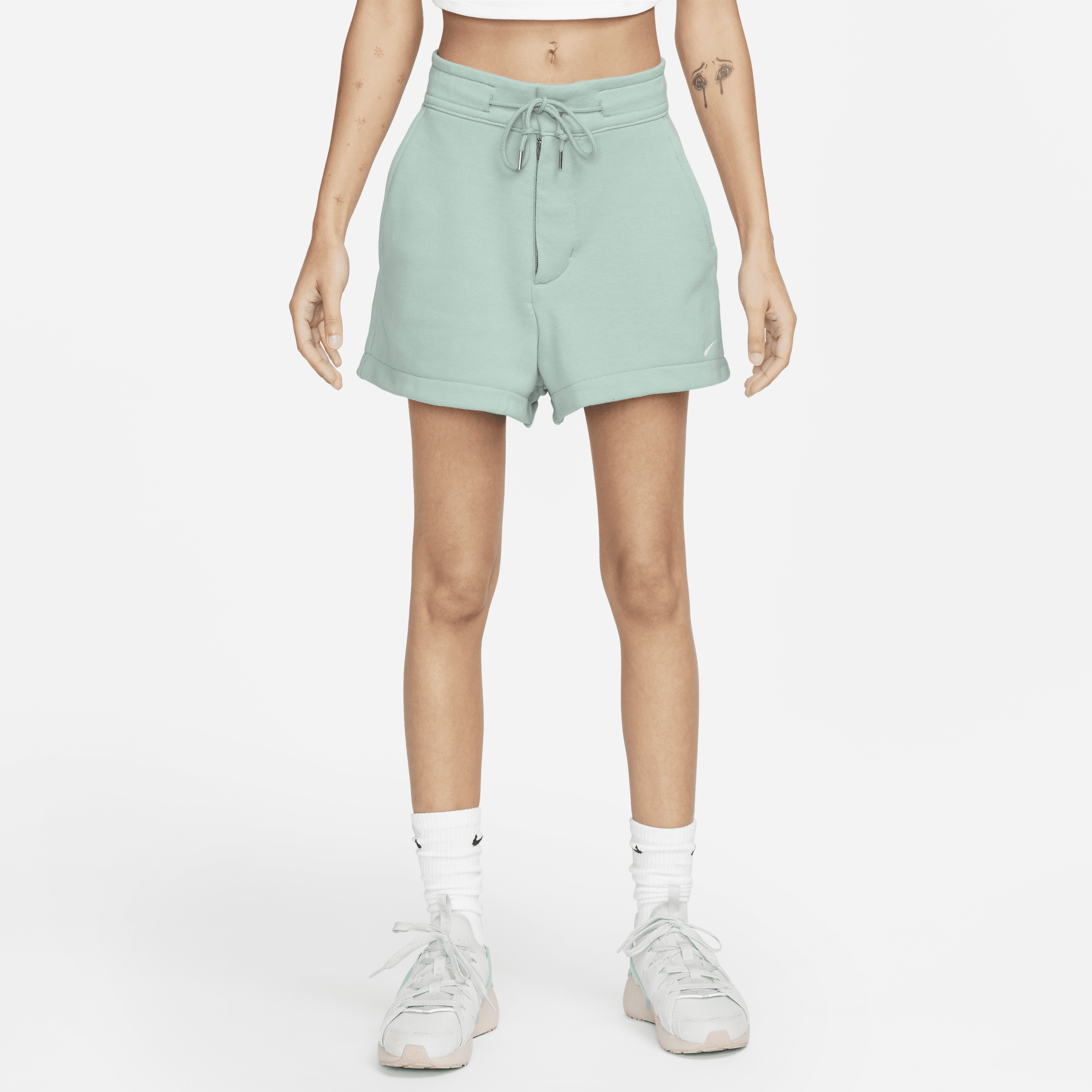 Nike Sportswear Nike Modern Fleece-shorts med løstsiddende pasform i french terry til kvinder - grøn