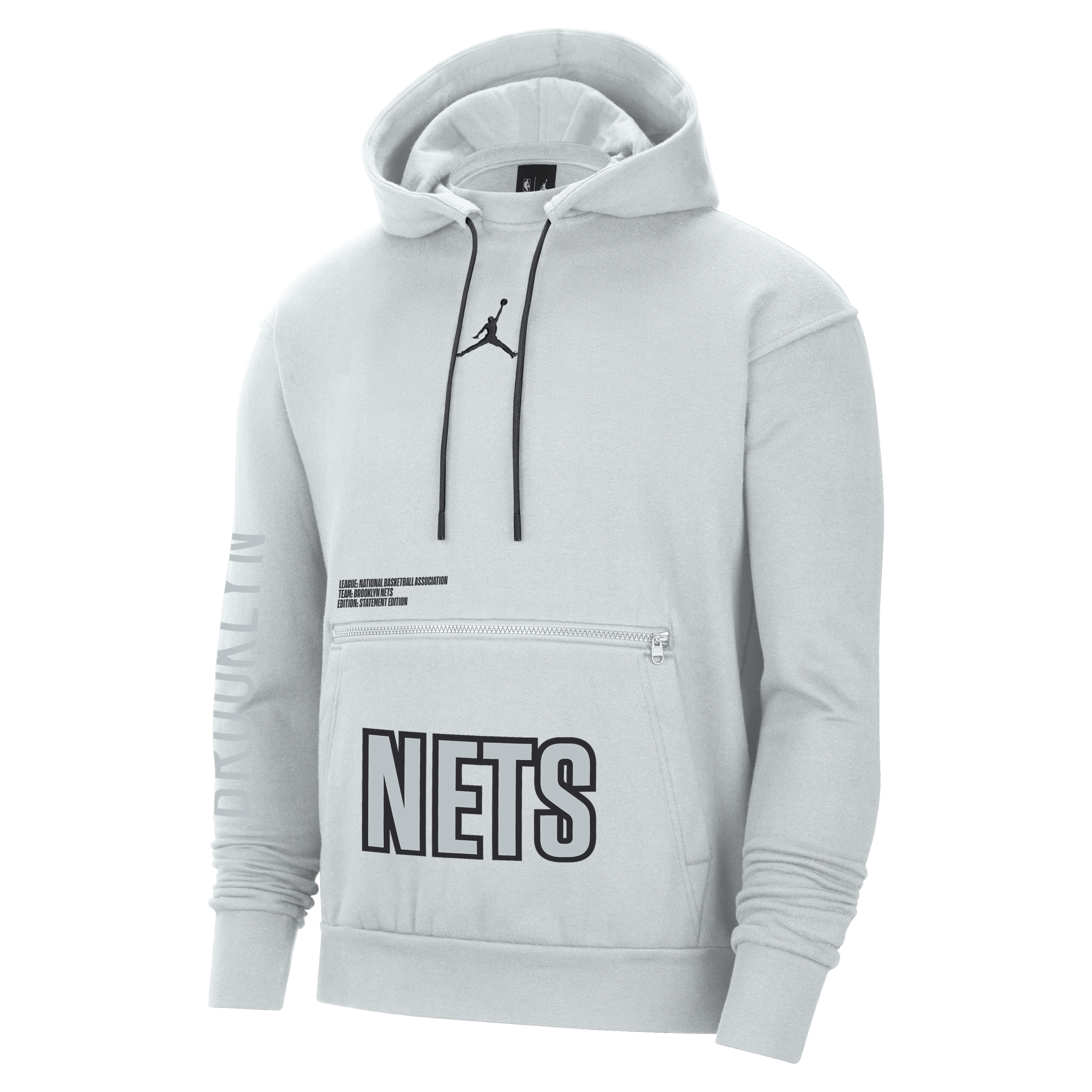 Nike Brooklyn Nets Courtside Statement Edition Jordan NBA fleece-pullover-hættetrøje til mænd - grå