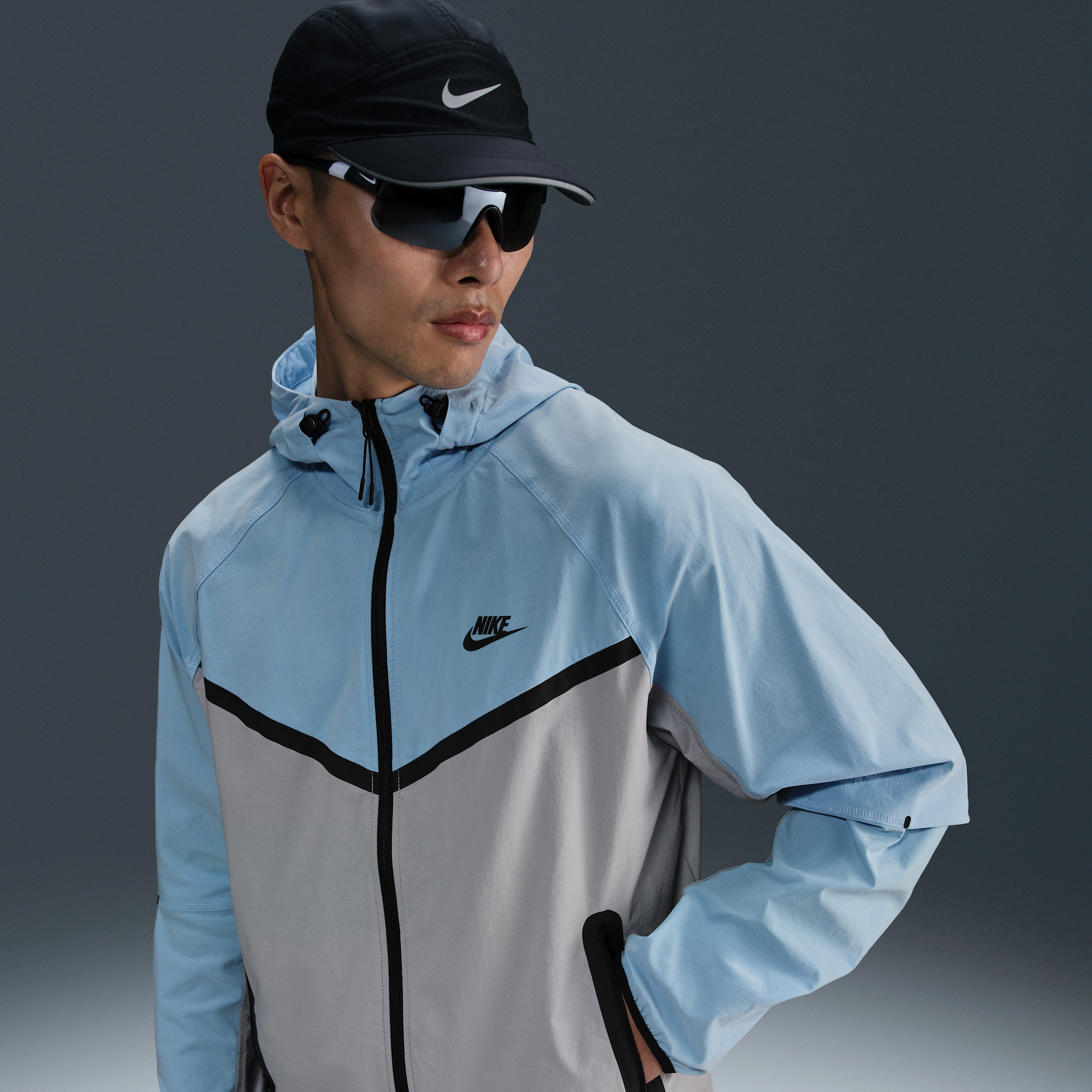 Giacca Windrunner in tessuto con zip a tutta lunghezza Nike Tech – Uomo - Grigio