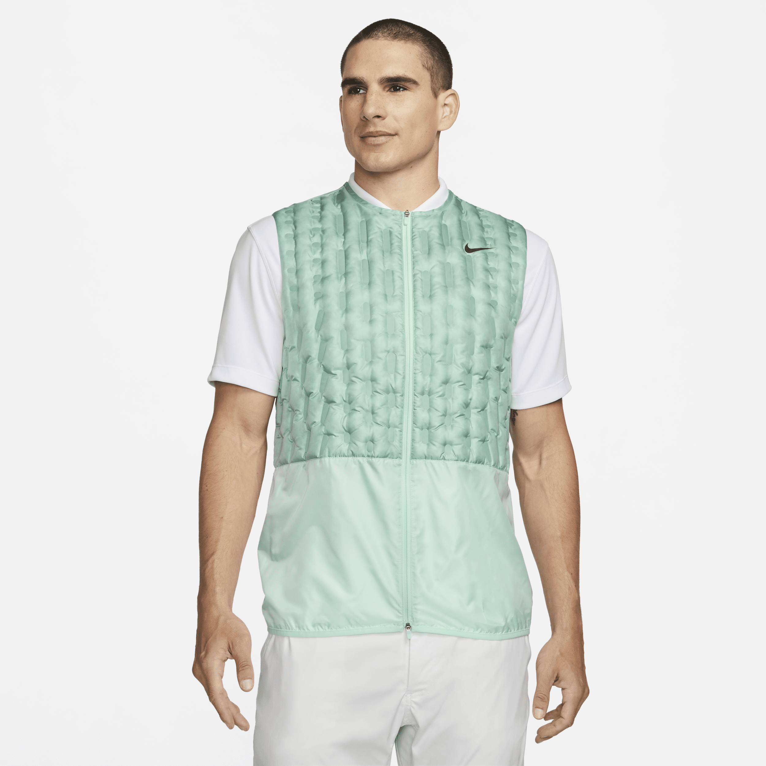 Nike Therma-FIT Repel-golfvest med dun og fuld lynlås til mænd - grøn