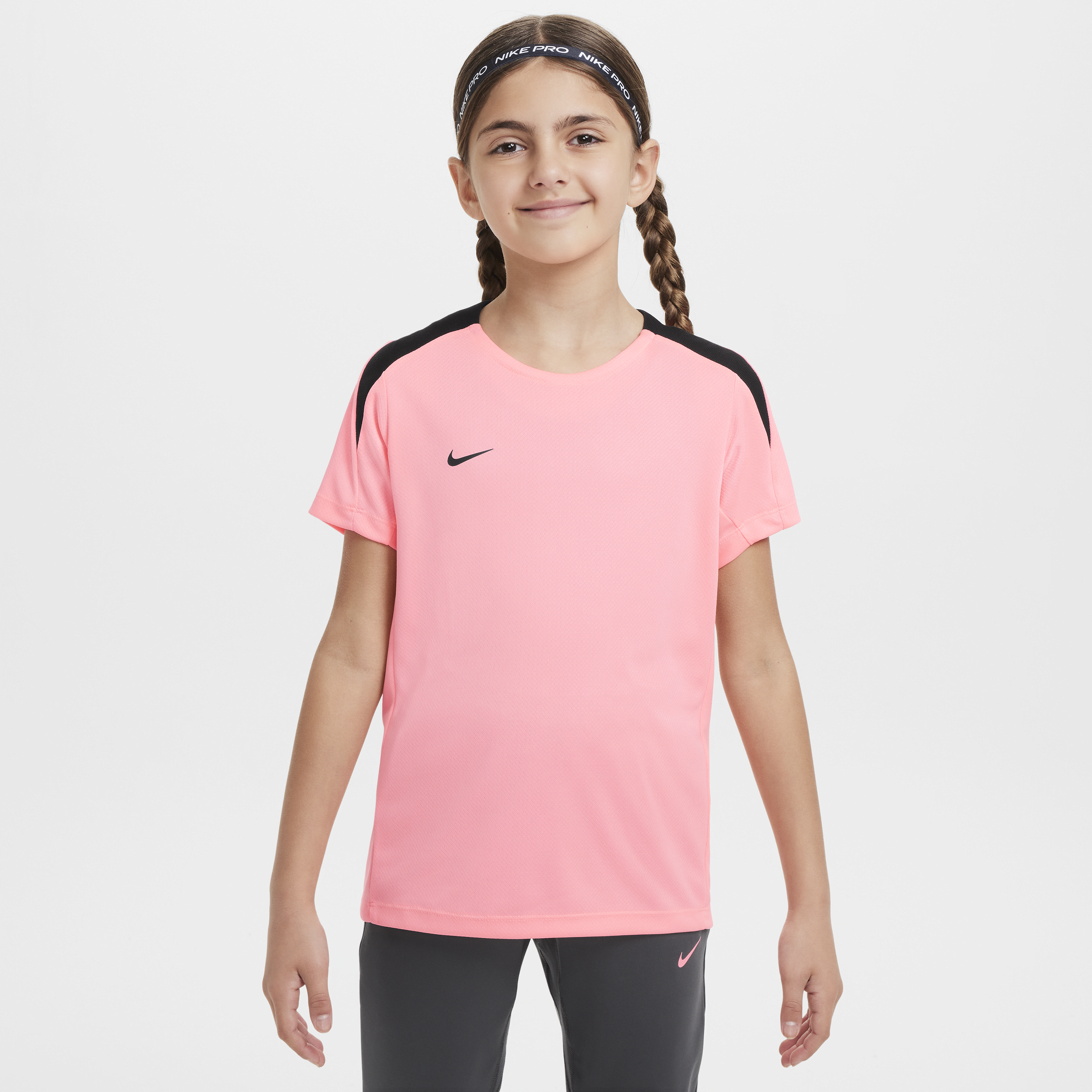 Kortærmet Nike Dri-FIT Strike-fodboldtrøje til større børn - Pink