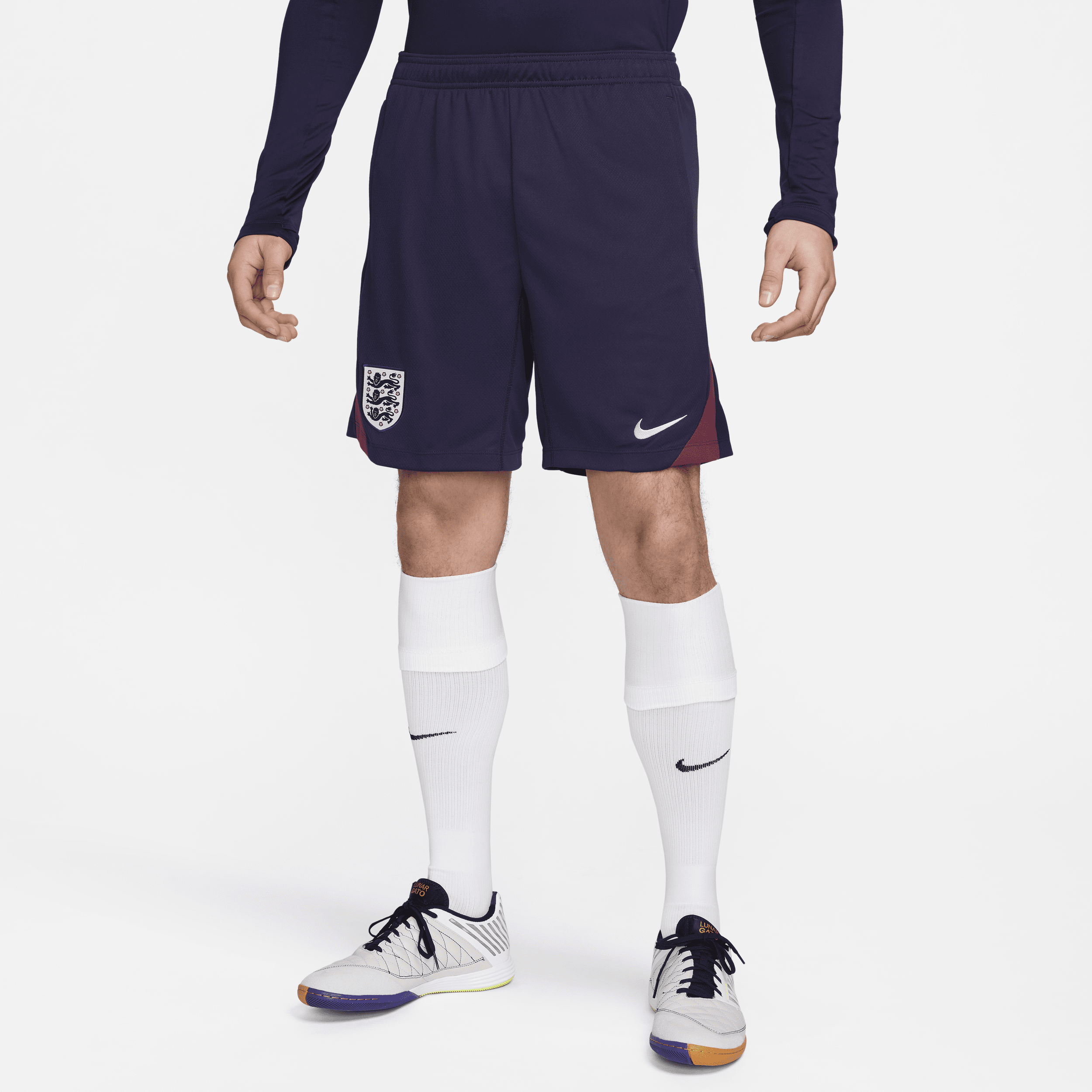 Maskinstrikkede England Strike Nike Dri-FIT-fodboldshorts til mænd - lilla