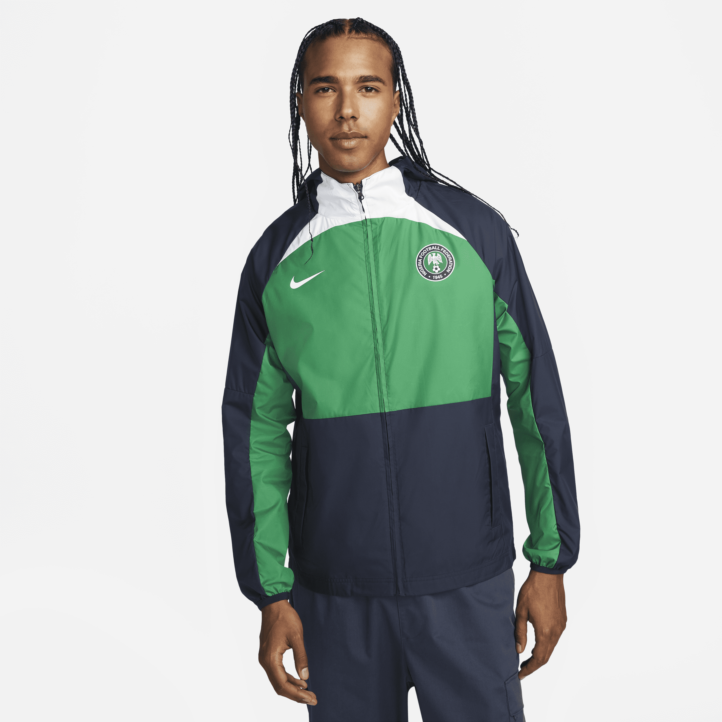 Nike Nigeria AWF-fodboldjakke med lynlås til mænd - grøn