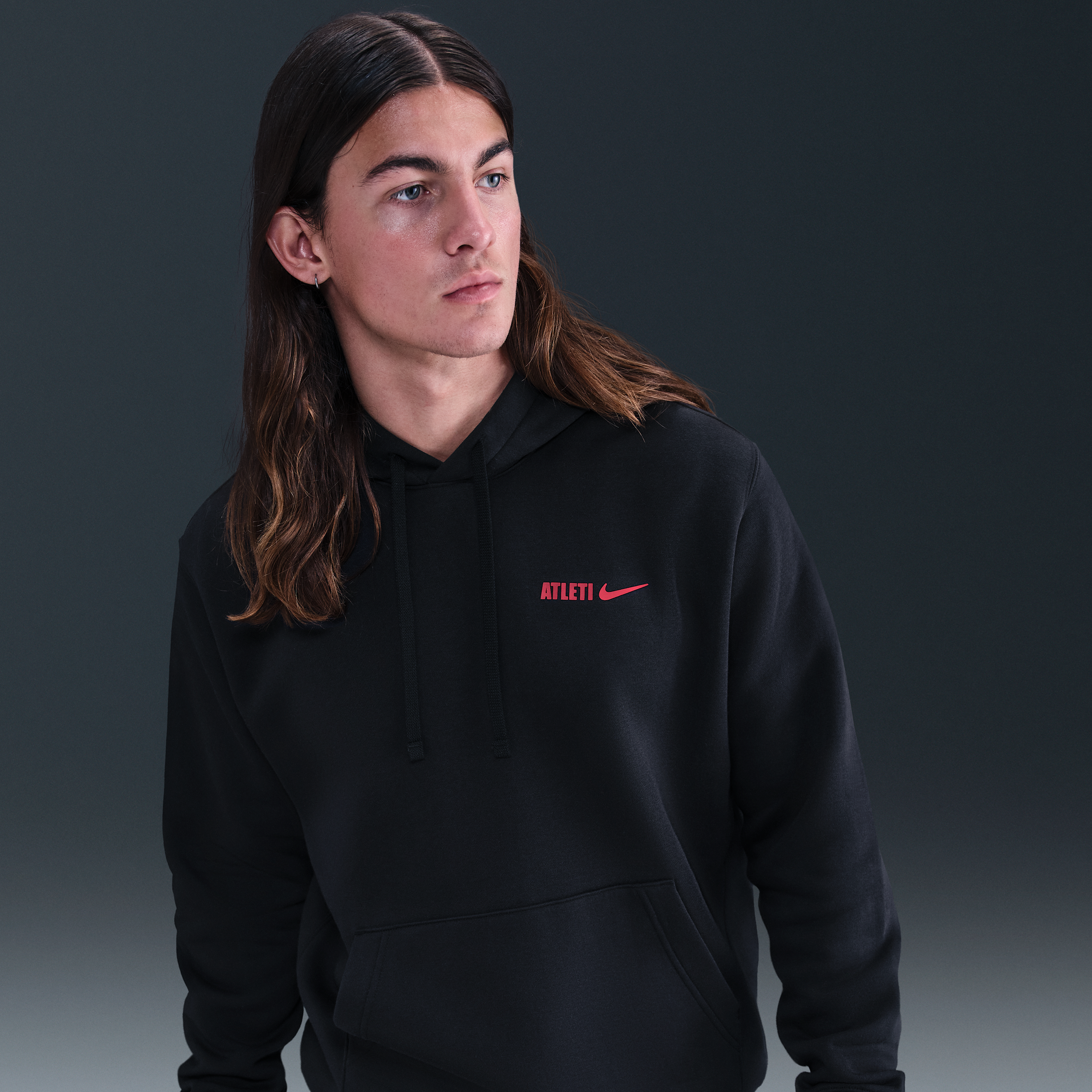 Felpa con cappuccio in fleece Nike Football Atlético Madrid Club – Uomo - Nero