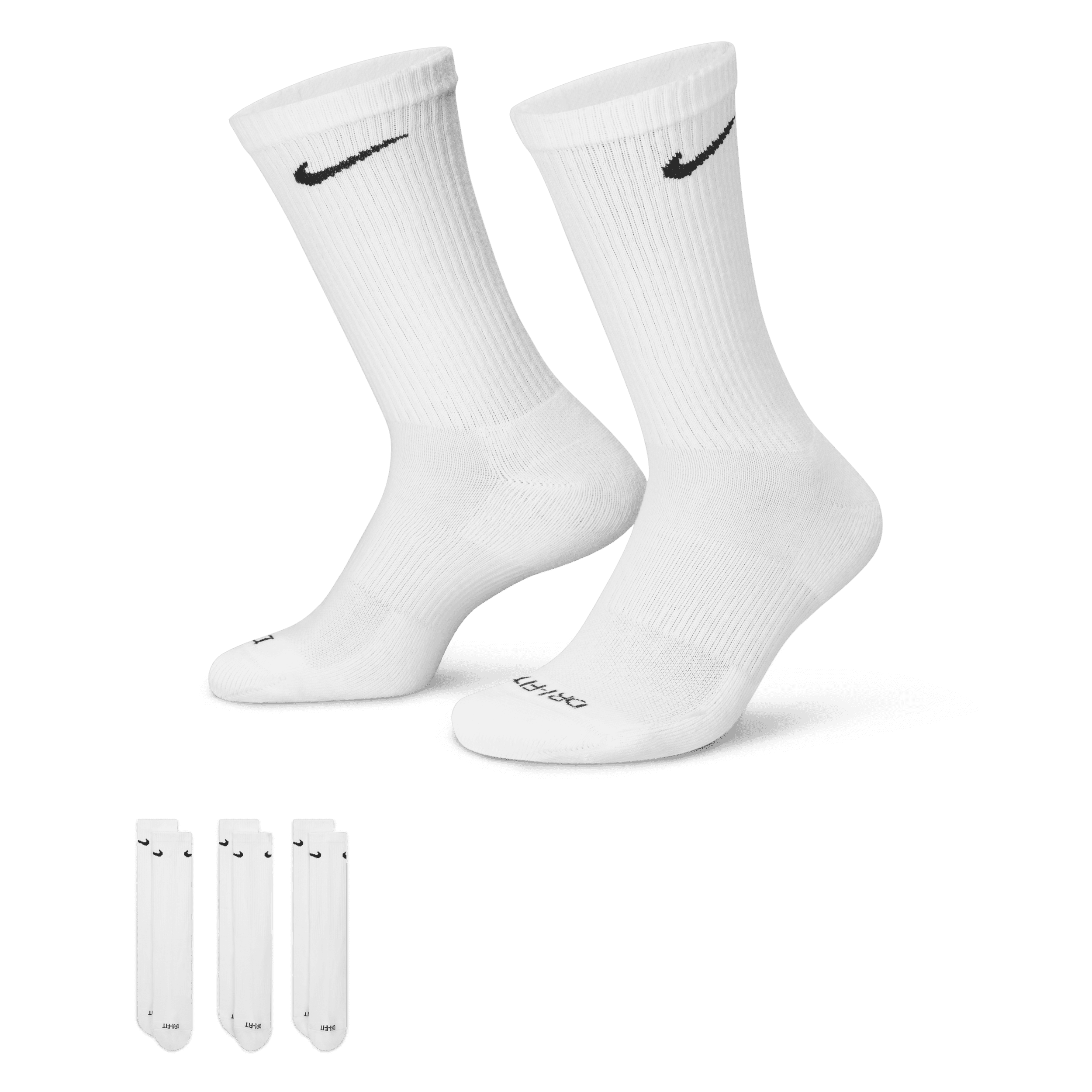 Nike Everyday Plus Cushioned-træningscrewstrømper (3 par) - hvid