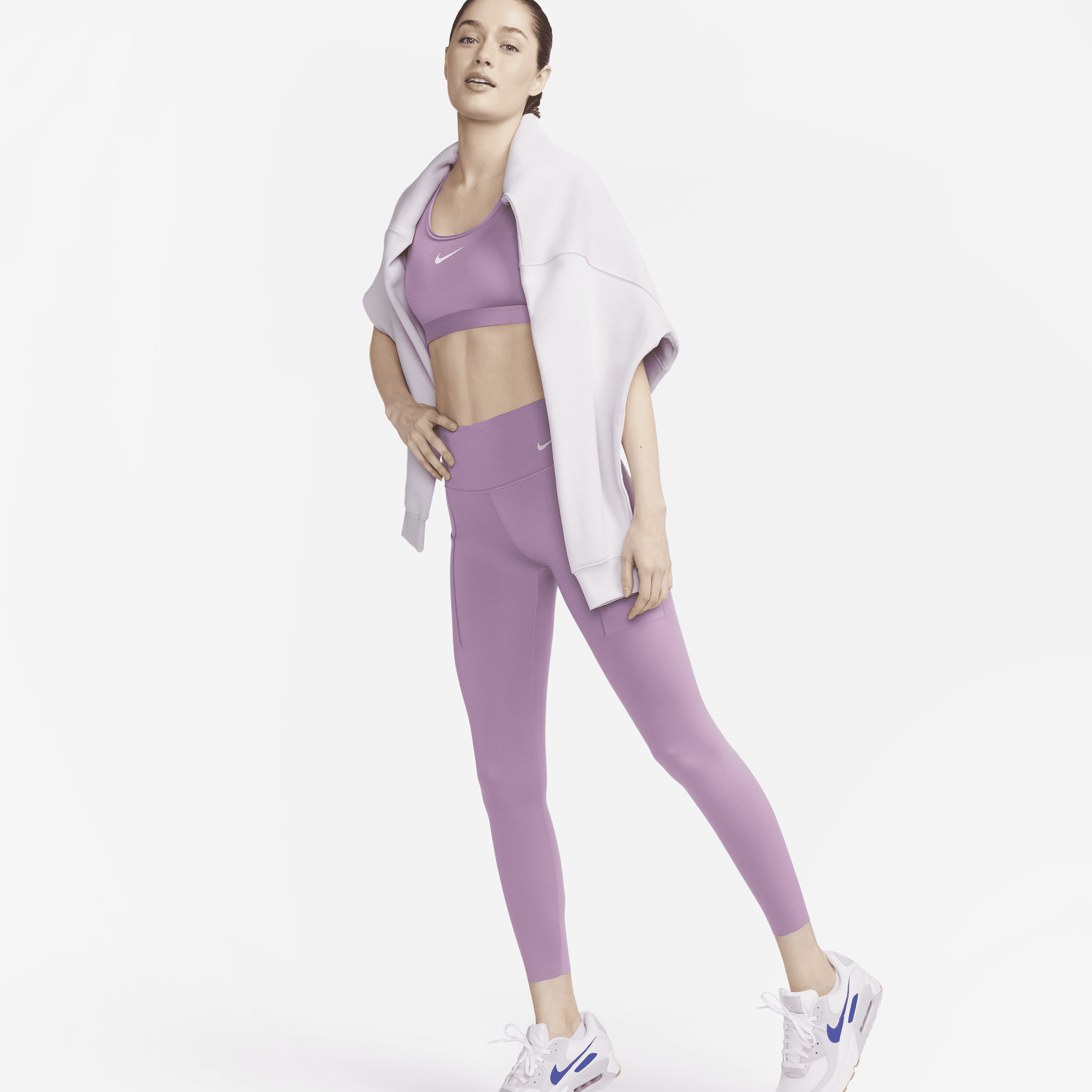 Leggings a 7/8 a vita media con tasche e sostegno elevato Nike Go – Donna - Viola