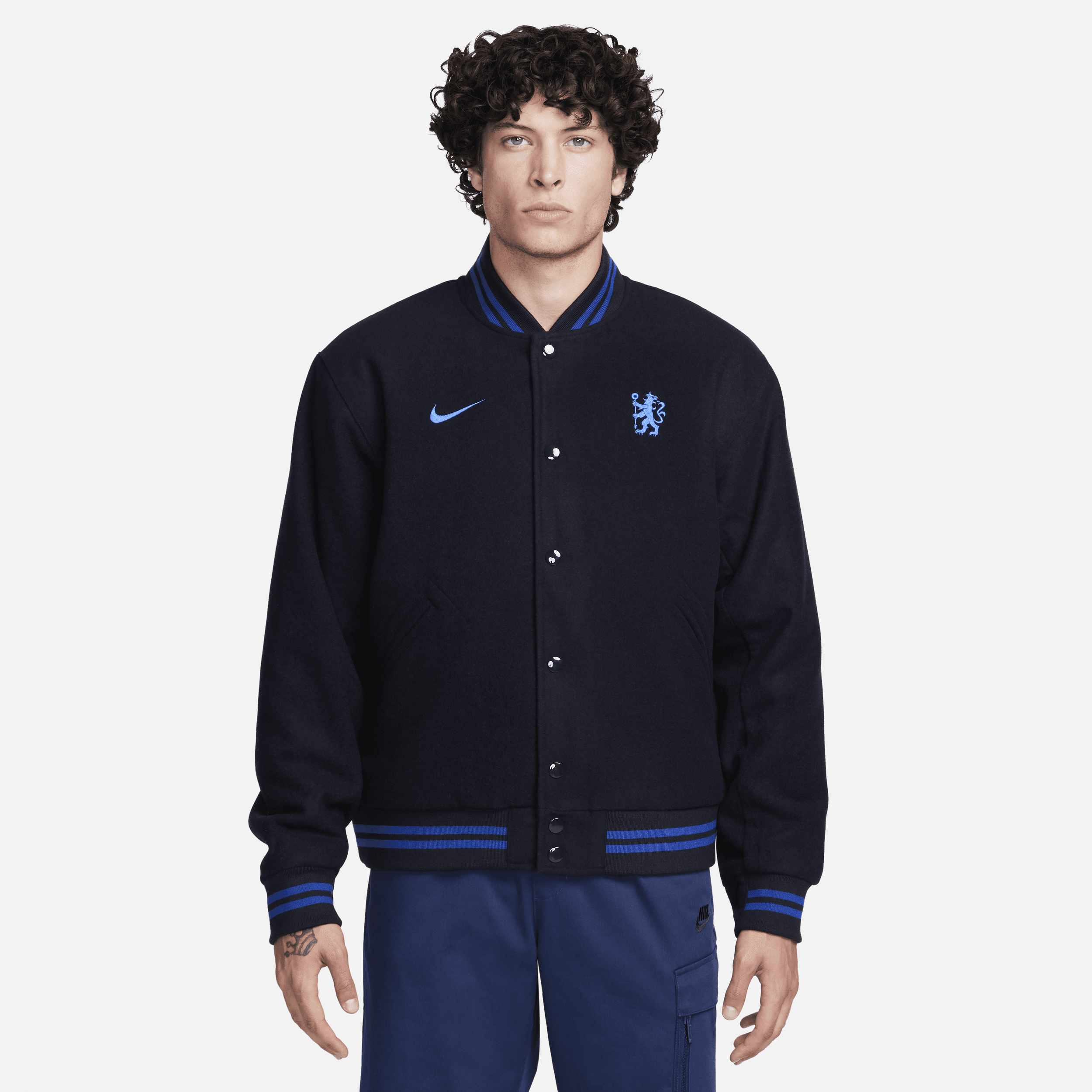 Chelsea FC-Nike Football-varsity-jakke til mænd - blå