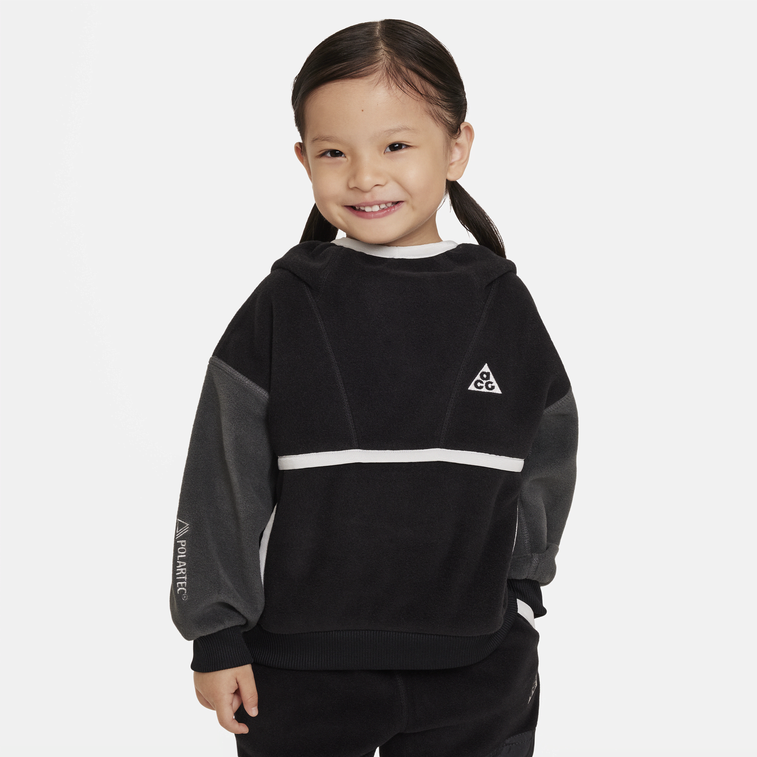 Nike ACG Polartec Wolf Tree-pullover-hættetrøje til småbørn - sort