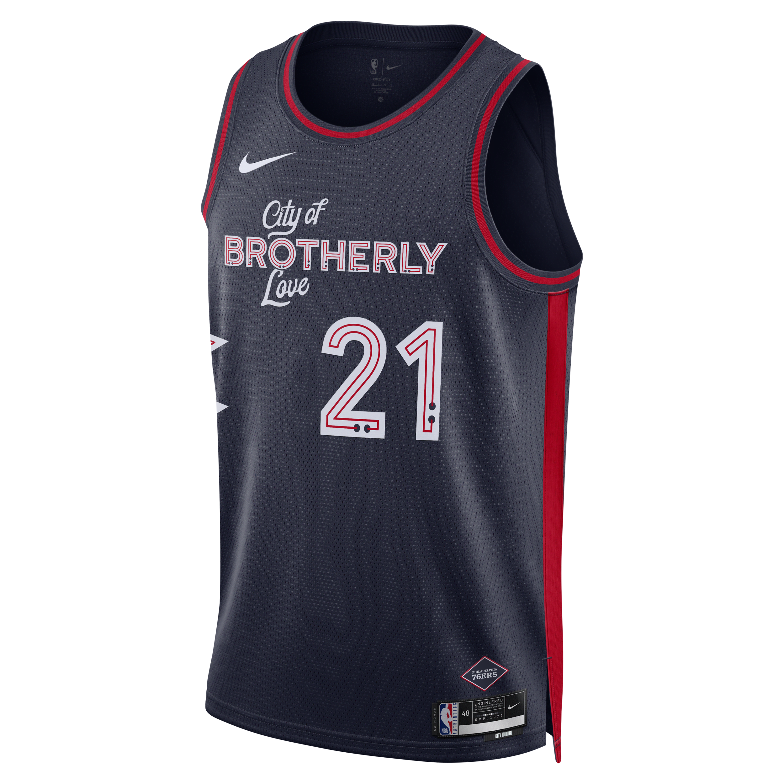 Joel Embiid Philadelphia 76ers City Edition 2023/24 Nike Dri-FIT Swingman NBA-jersey voor heren - Blauw
