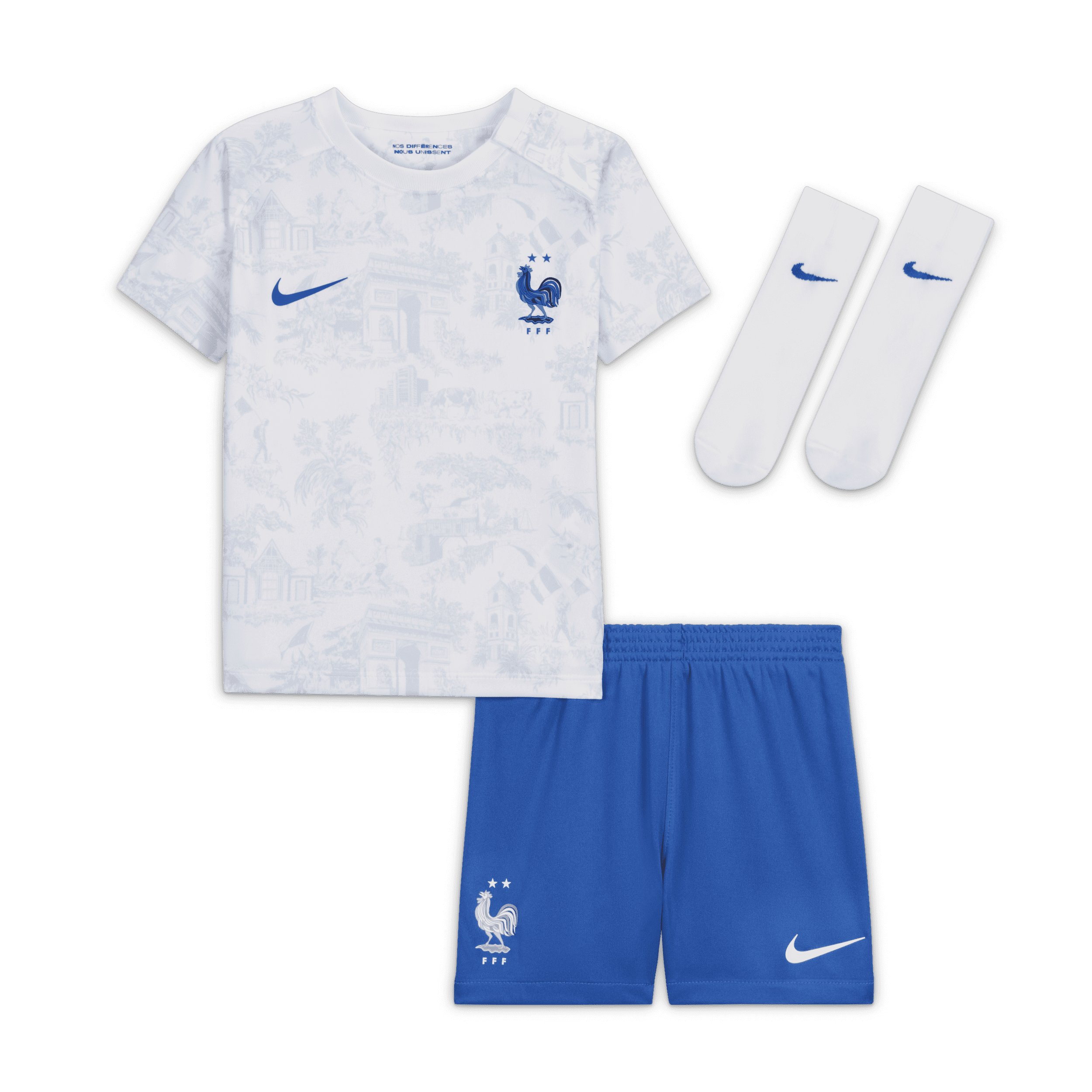 Nike France 2022/23 Away-fodboldsæt til babyer/småbørn - hvid